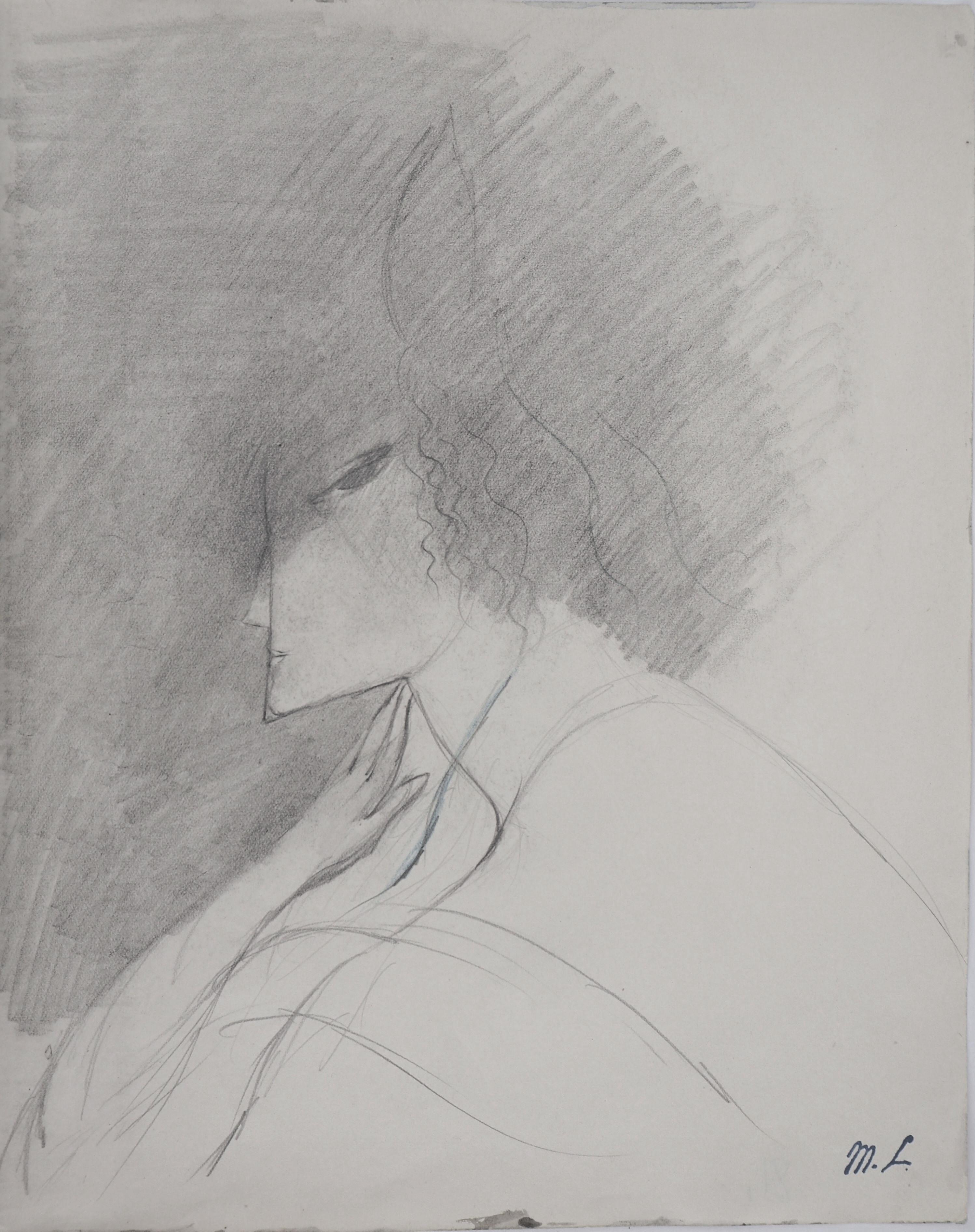 Marie Laurencin Portrait - Nostalgia - Original pencil drawing, 1953