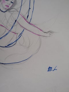 Mermaid - Original ink and pencil drawing, 1953