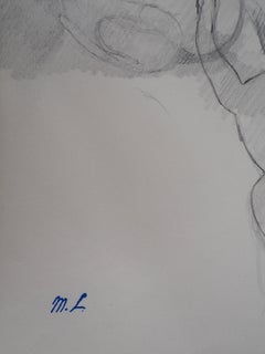 Cat and Dog Playing - Original pencil drawing, 1953