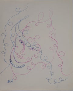 Woman with Pearls - Original ink drawing, 1953