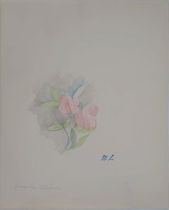 Colorful flowers - Original pencil drawing, 1953