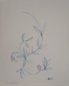  Ornement floral - dessin original à l'encre, 1953