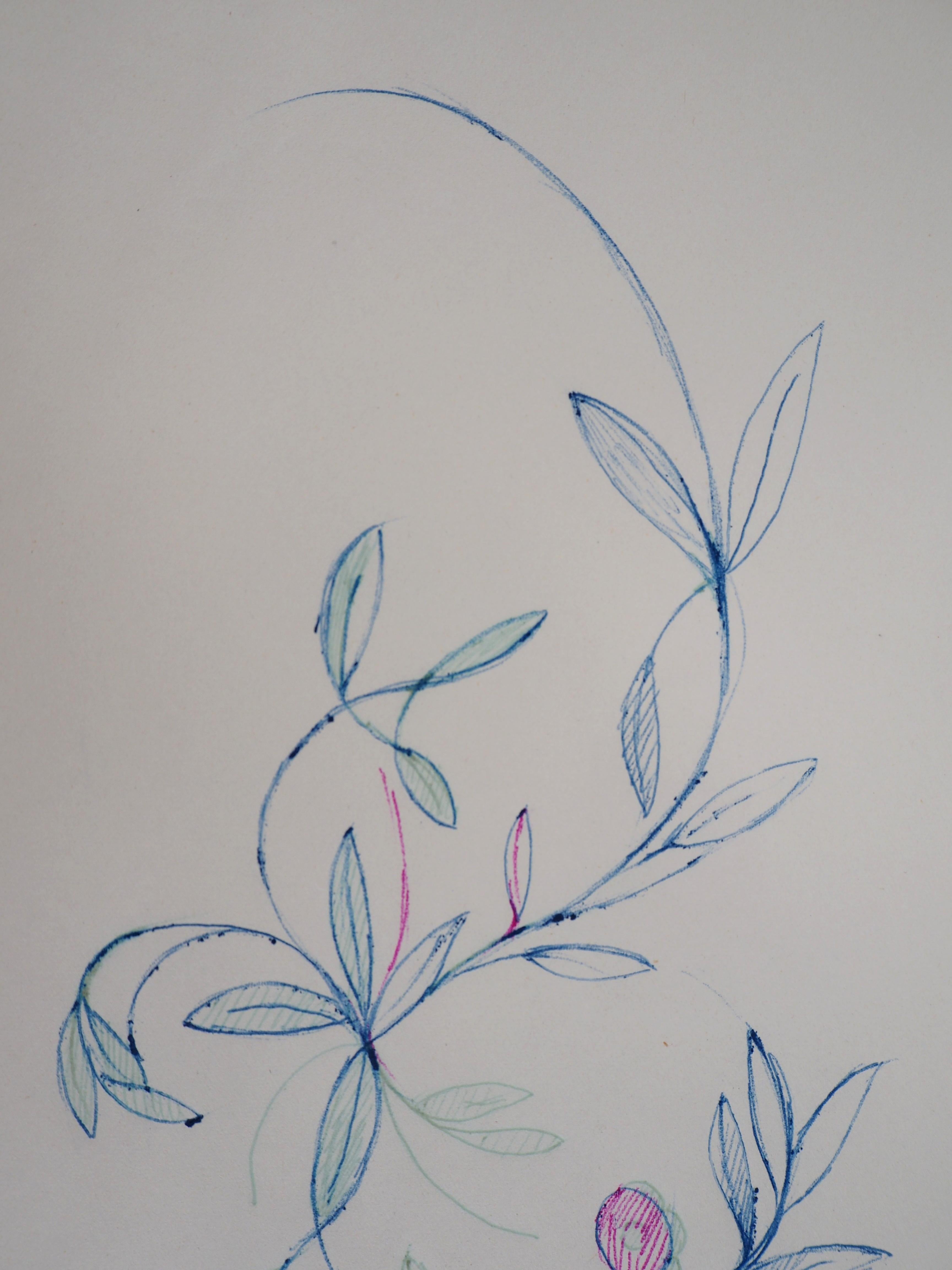  Blumenornament – Original Tintenzeichnung, 1953 (Moderne), Art, von Marie Laurencin