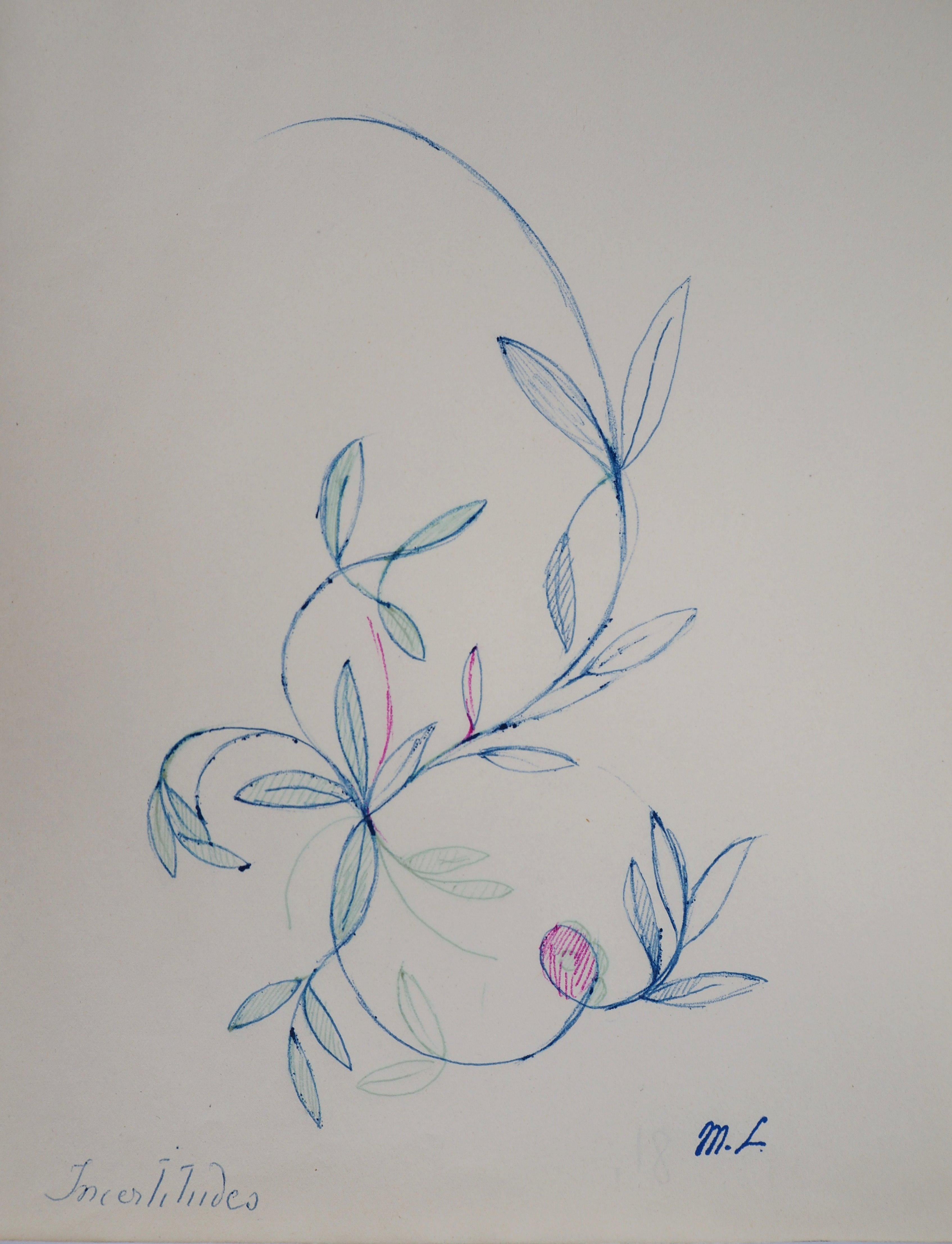 Marie LAURENCIN
Florales Ornament, 1953

Original-Tuschezeichnung 
Signiert mit Künstlerstempel
Auf Papier 24,5 x 19,5 cm (ca. 9,6 x 7,6 inch)

Sehr guter Zustand, Spuren der Manipulation auf dem Papier