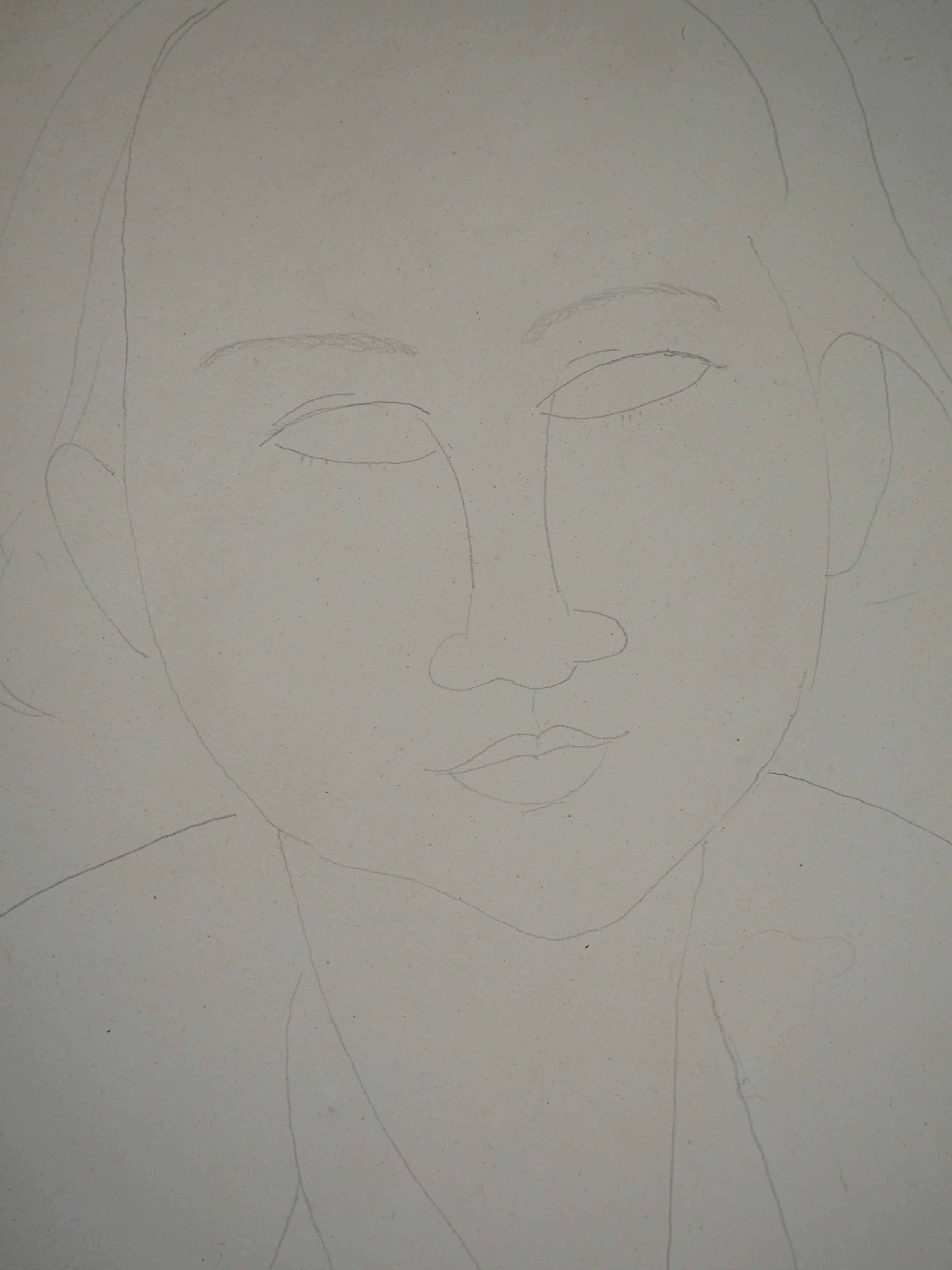 Portrait of Elena - Original pencil drawing - CERTIFICATES & FULL PROVENANCE 1