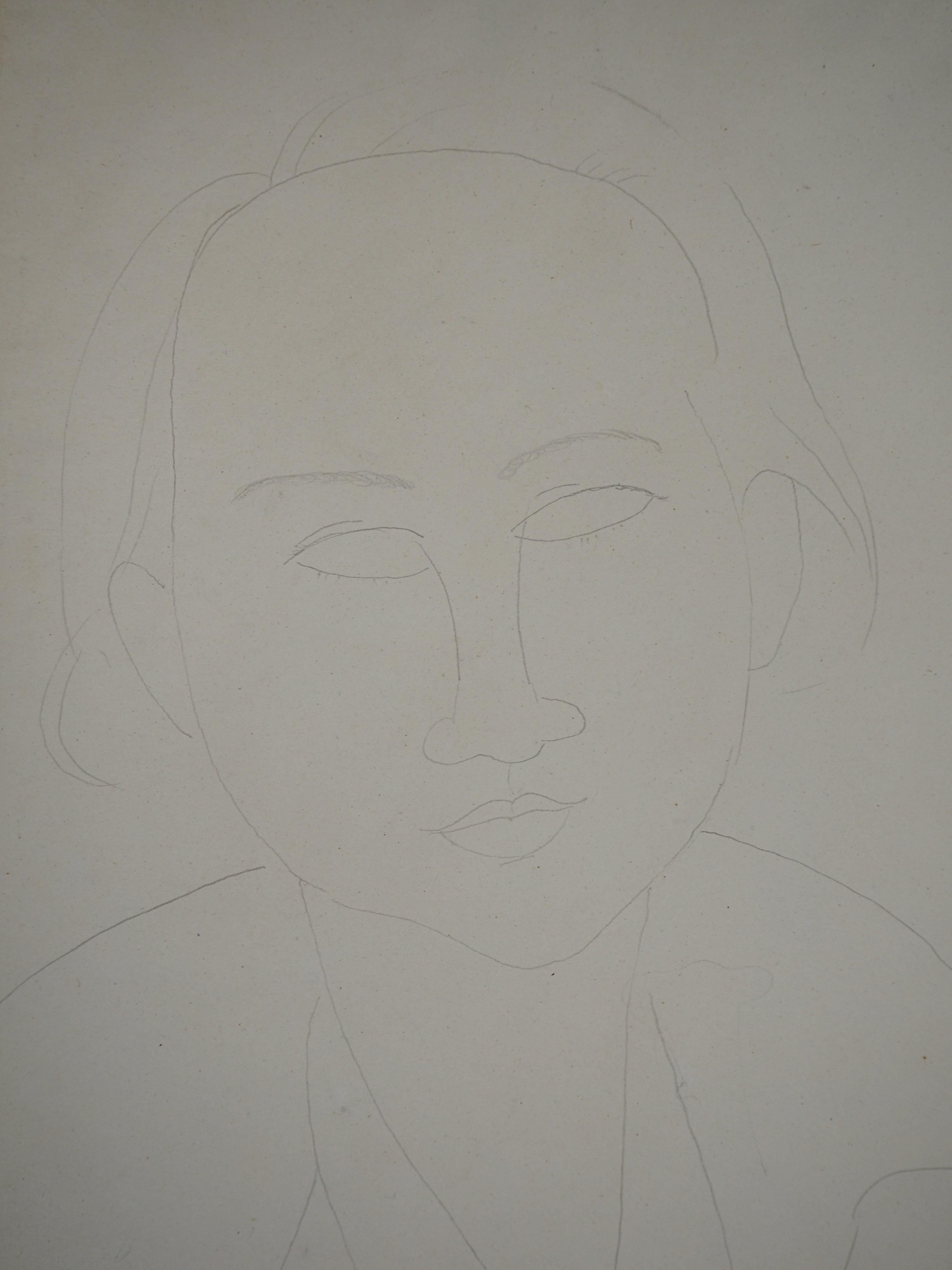 Amedeo Modigliani
Portrait of Elena, c. 1917

Original drawing in graphite pencil.
Signed in the bottom right-hand corner
On paper 40 x 25.5 cm (c. 16 x 10 in)

Authenticity:
- This drawing will be included in the catalogue raisonné of Amedeo