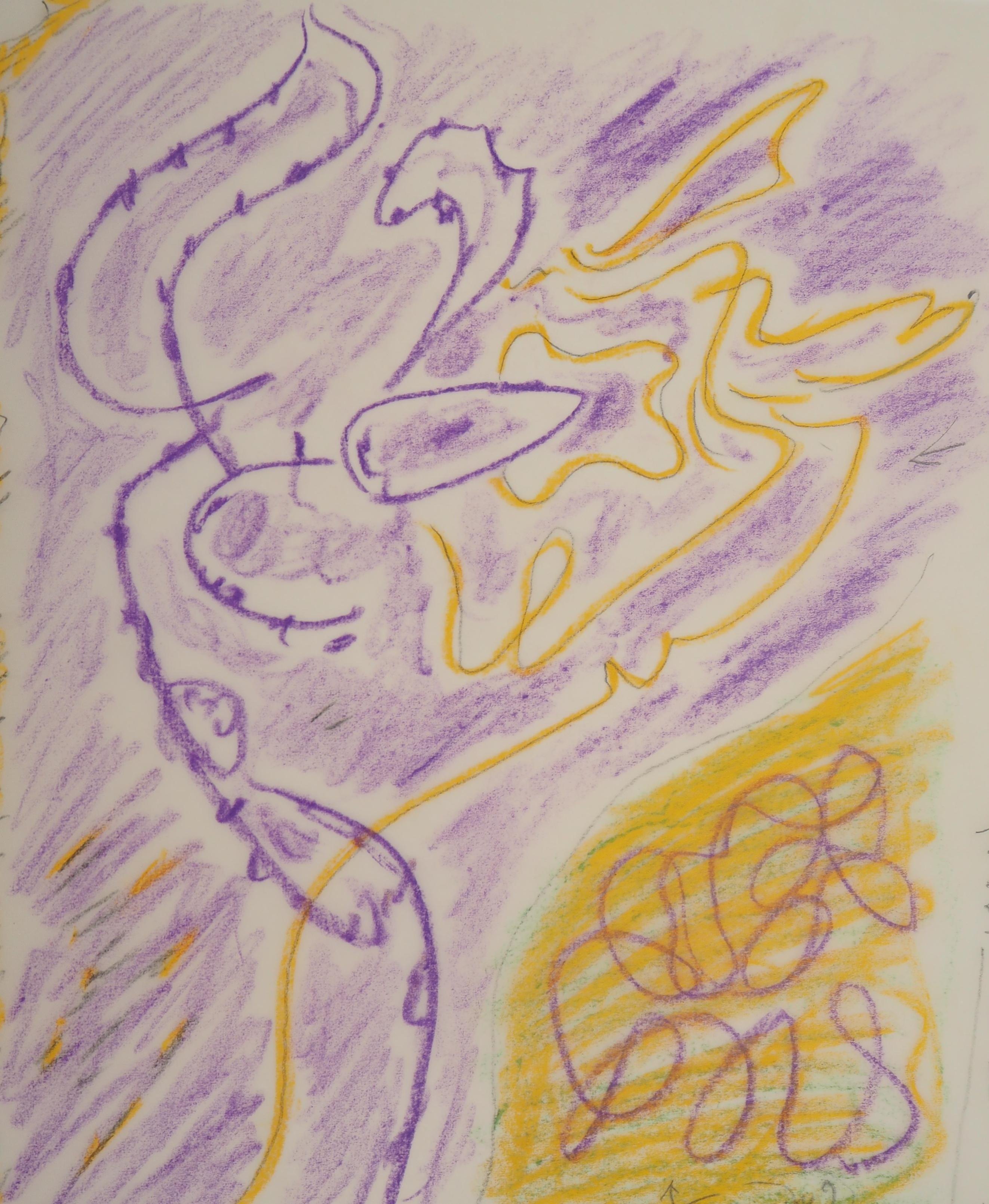 realistische Blume - Originalfarbige Bleistiftzeichnung (Braun), Abstract Drawing, von André Masson