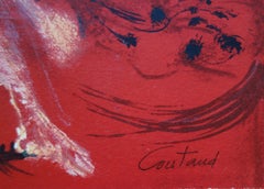 Surrealist Character with a Fish - Original handsigned lithograph
