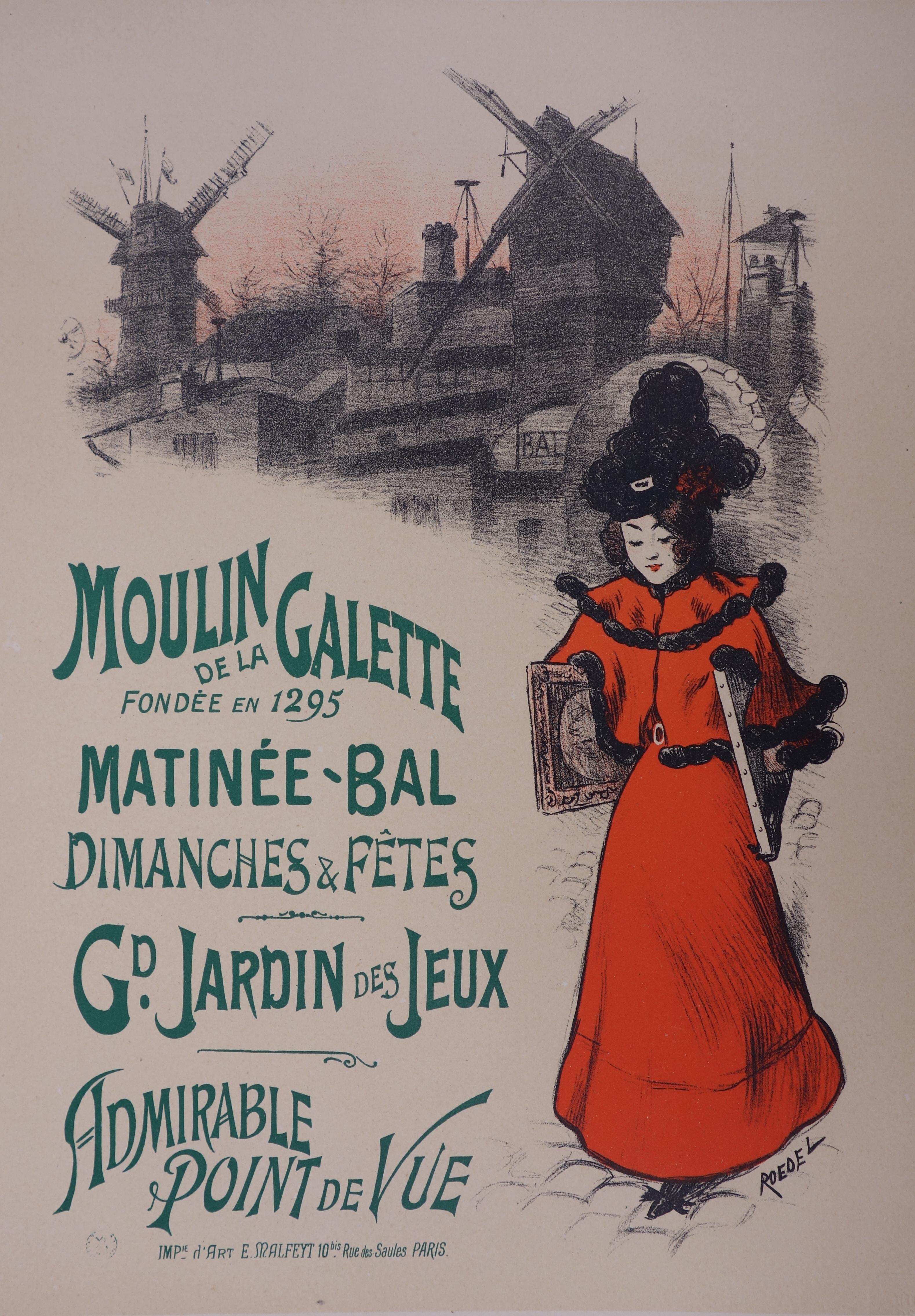 Auguste Roedel Figurative Print - Montmartre : Moulin de la Galette - Lithograph (Les Maîtres de l'Affiche), 1897