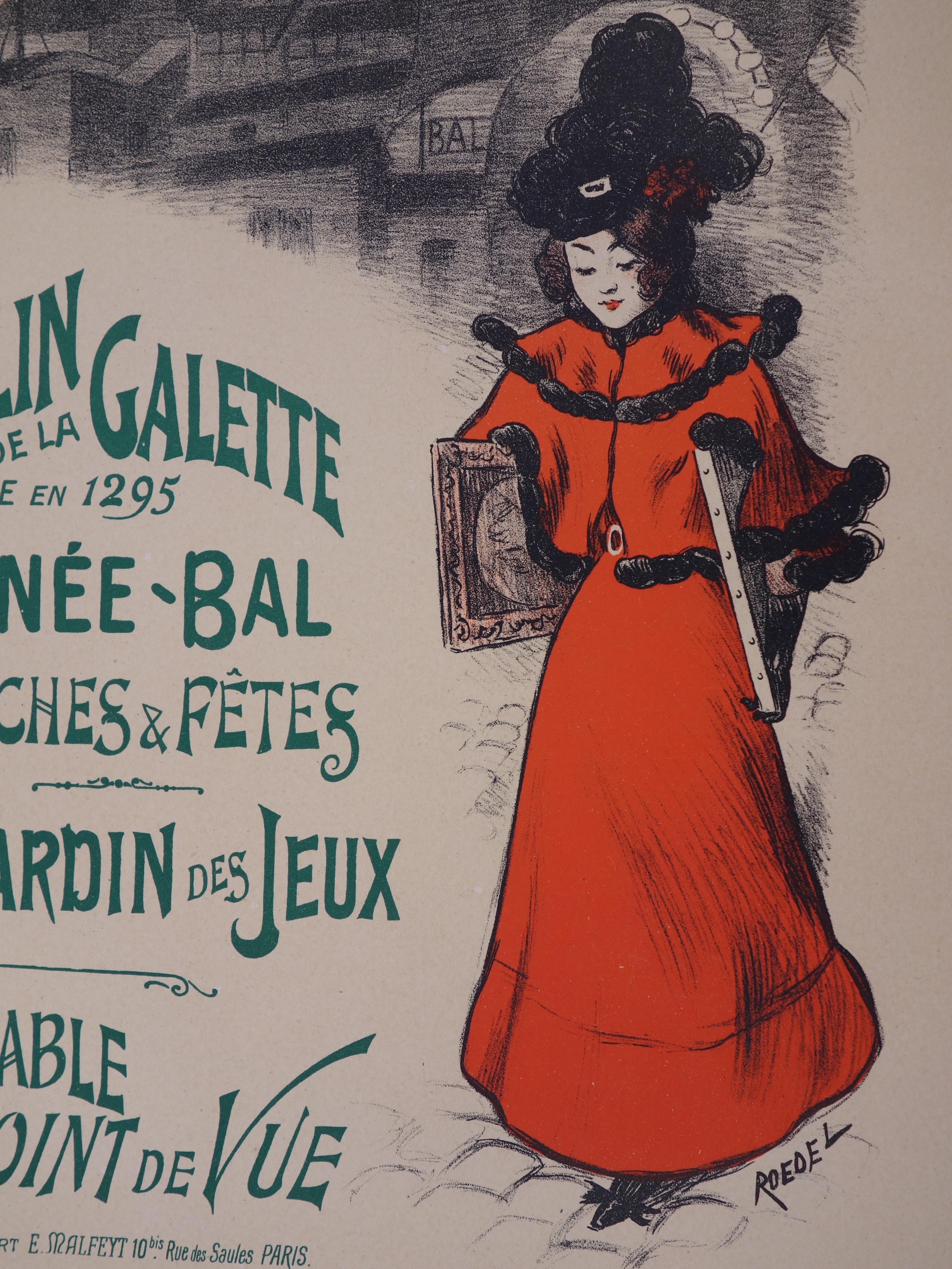 Montmartre : Moulin de la Galette - Lithograph (Les Maîtres de l'Affiche), 1897 - Art Nouveau Print by Auguste Roedel