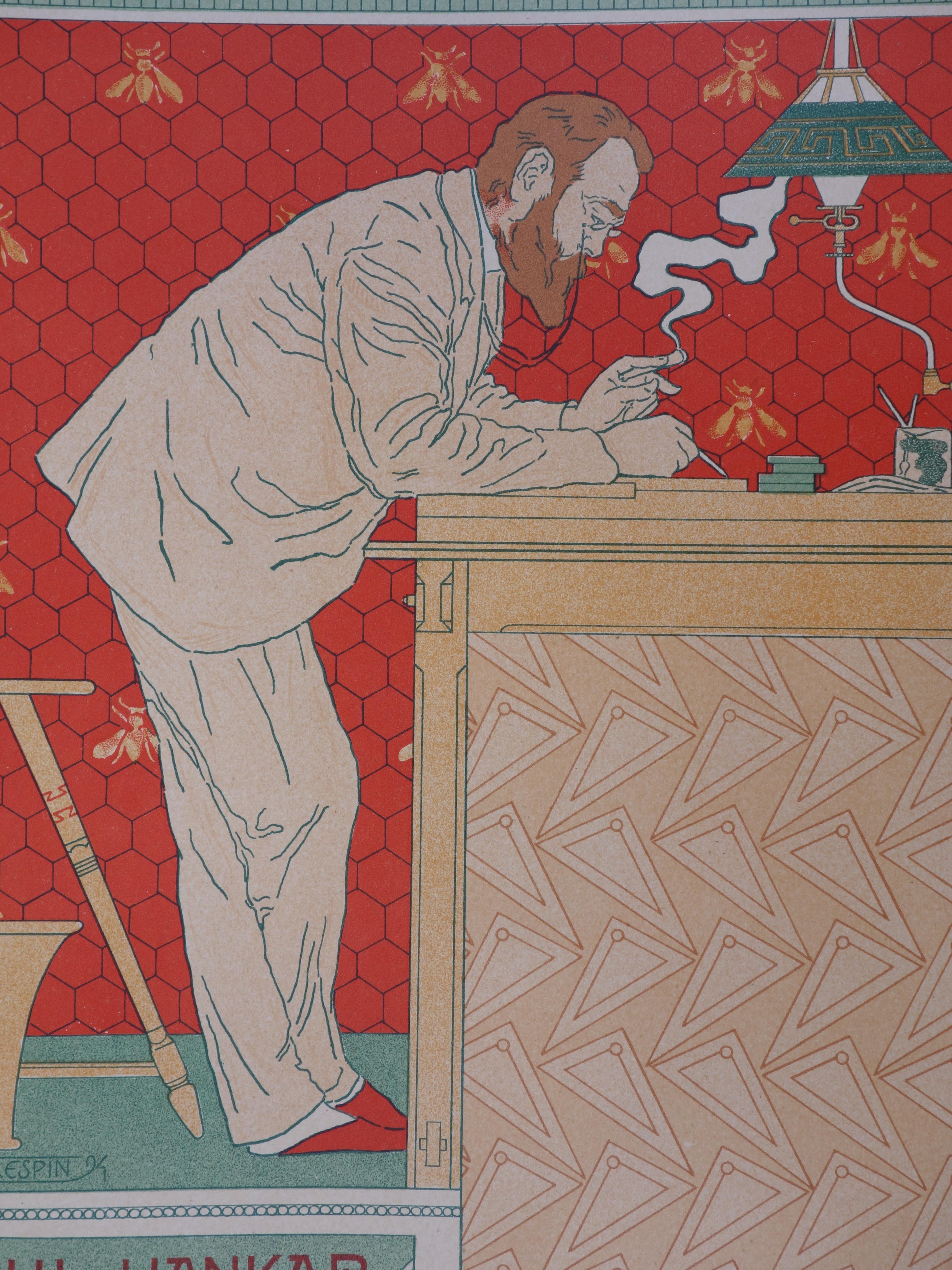 The Architect (Paul Hankar) - Lithograph (Les Maîtres de l'Affiche), 1895 - Art Nouveau Print by Adolphe Crespin