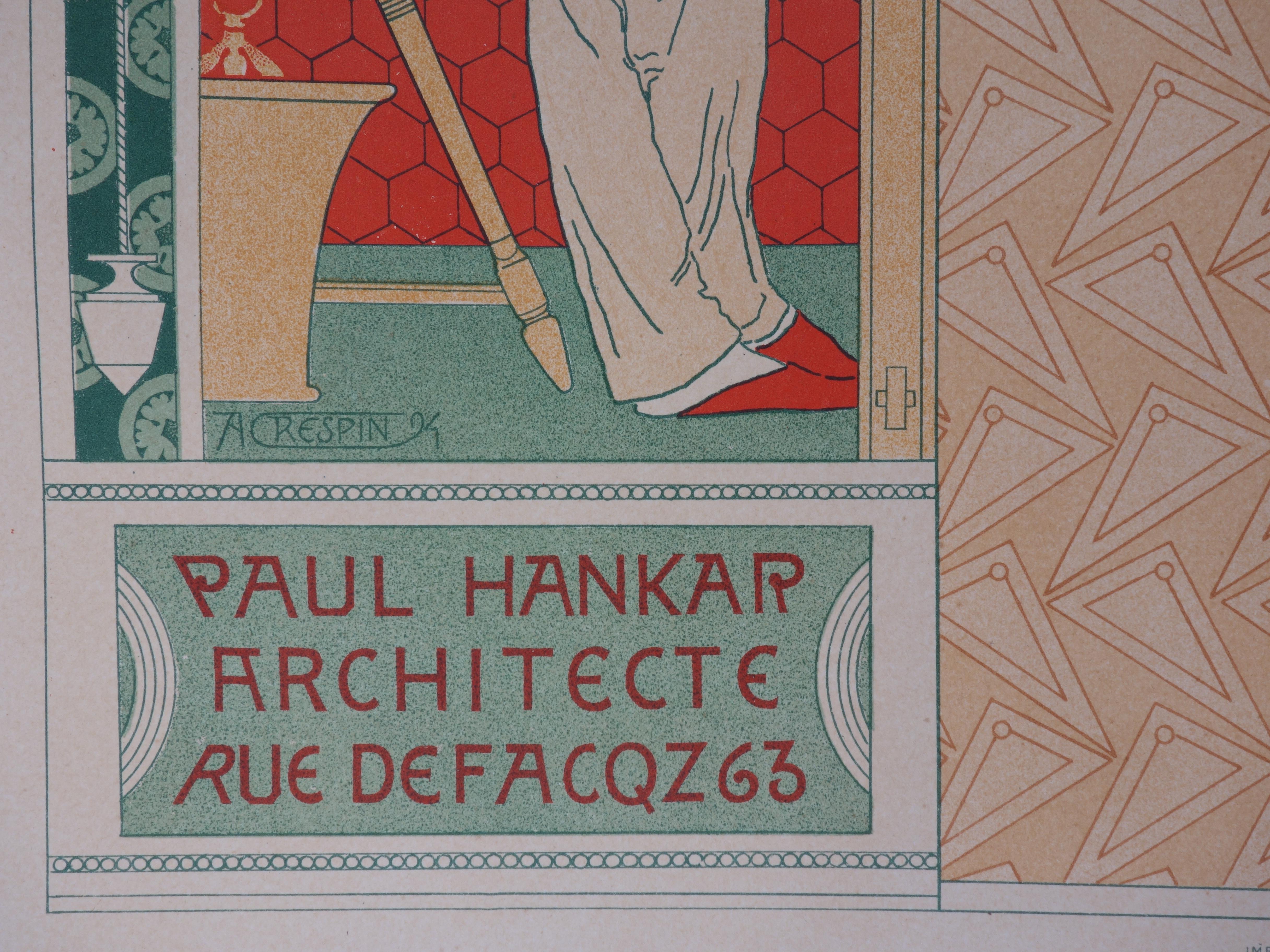 The Architect (Paul Hankar) - Lithograph (Les Maîtres de l'Affiche), 1895 - Print by Adolphe Crespin
