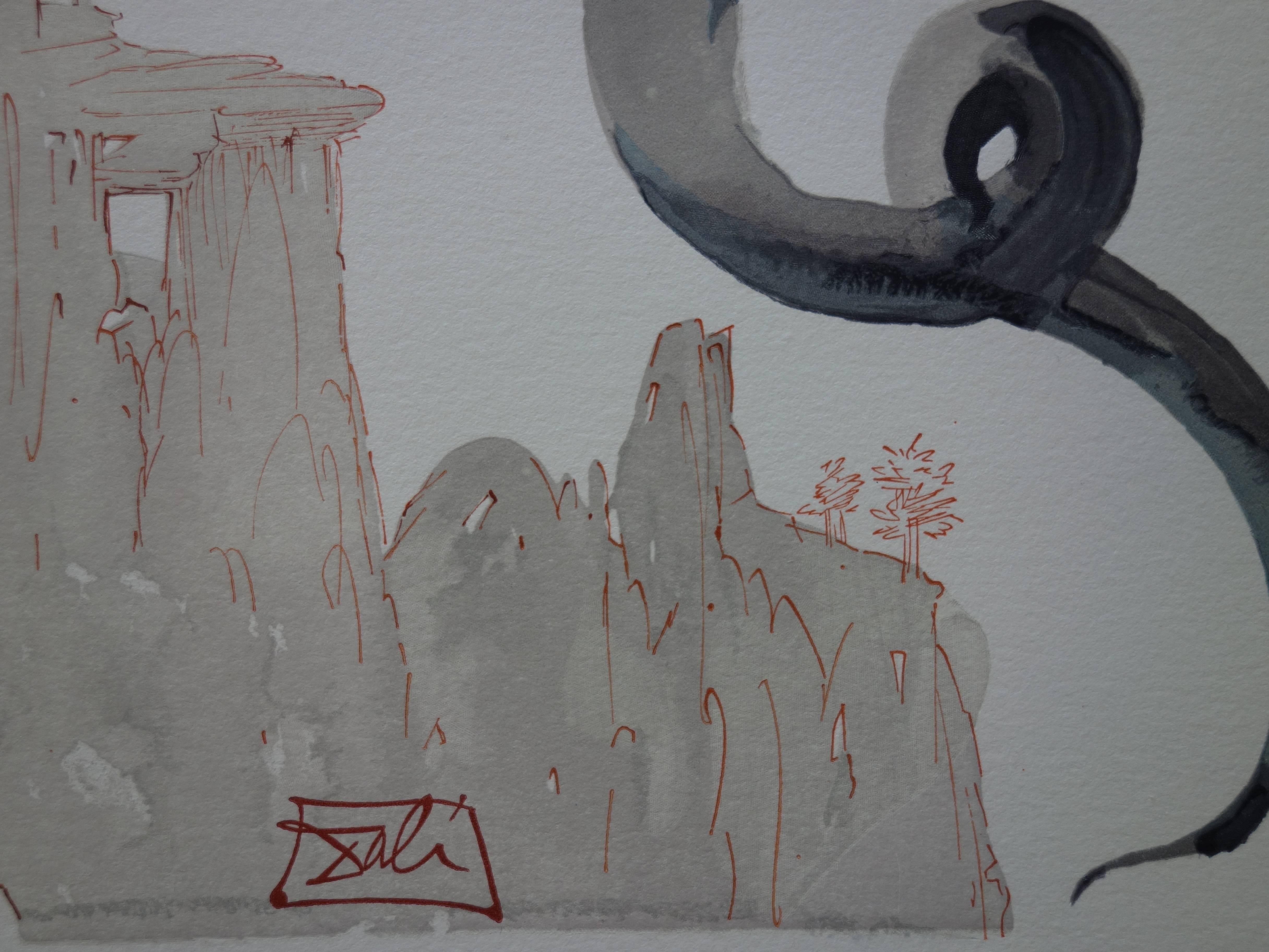 Hell 18 - The usurers (Man on a Dragon) - Woodcut - 1963 - Modern Art by Salvador Dalí