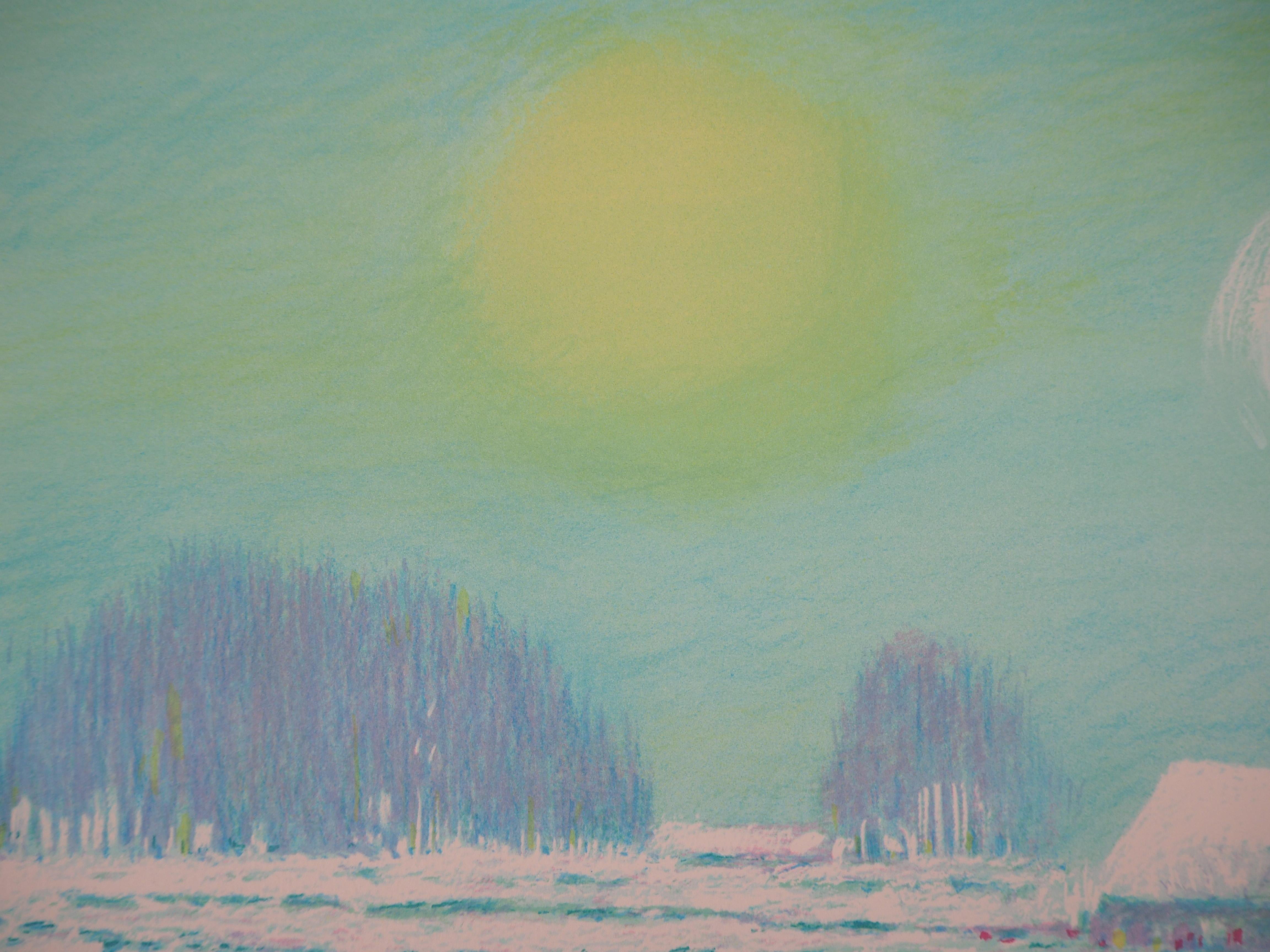 Normandy : A Nice Winter Day - Original lithograph - Post-Impressionist Print by Claude Manoukian