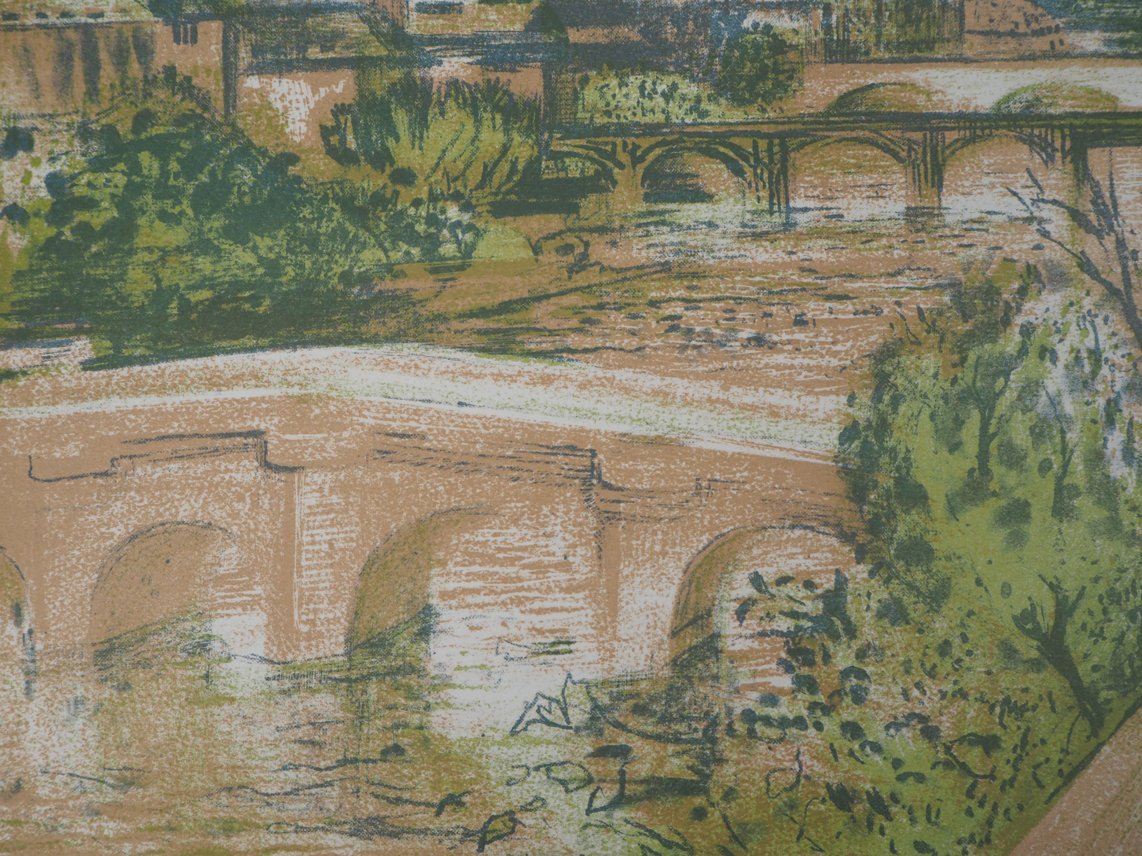 Parigi: fiume Senna - Litografia originale, firmata con la mano in vendita 2