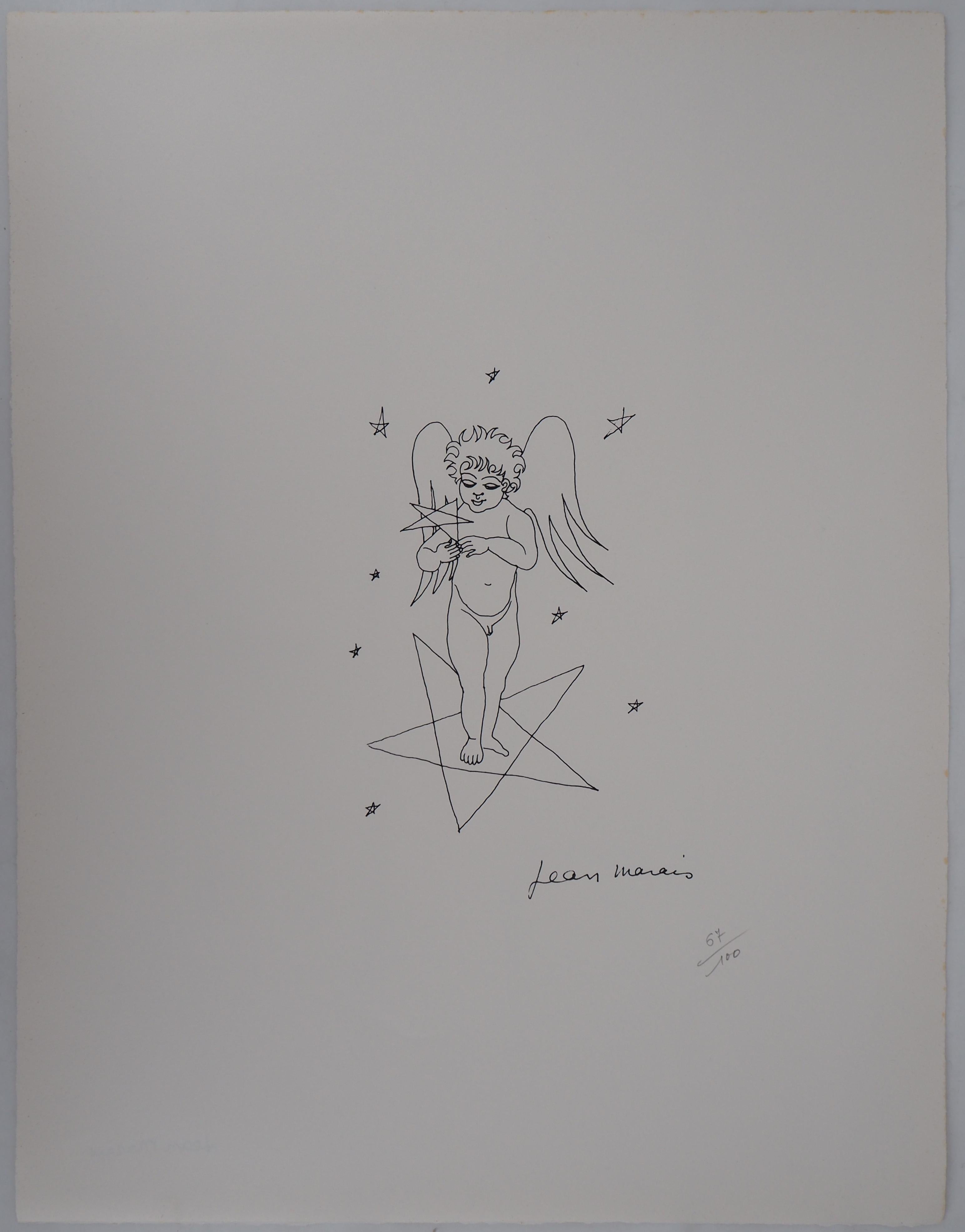 Angel in the Stars - Lithograph, Ltd 100 copies - Modern Print by Jean Marais