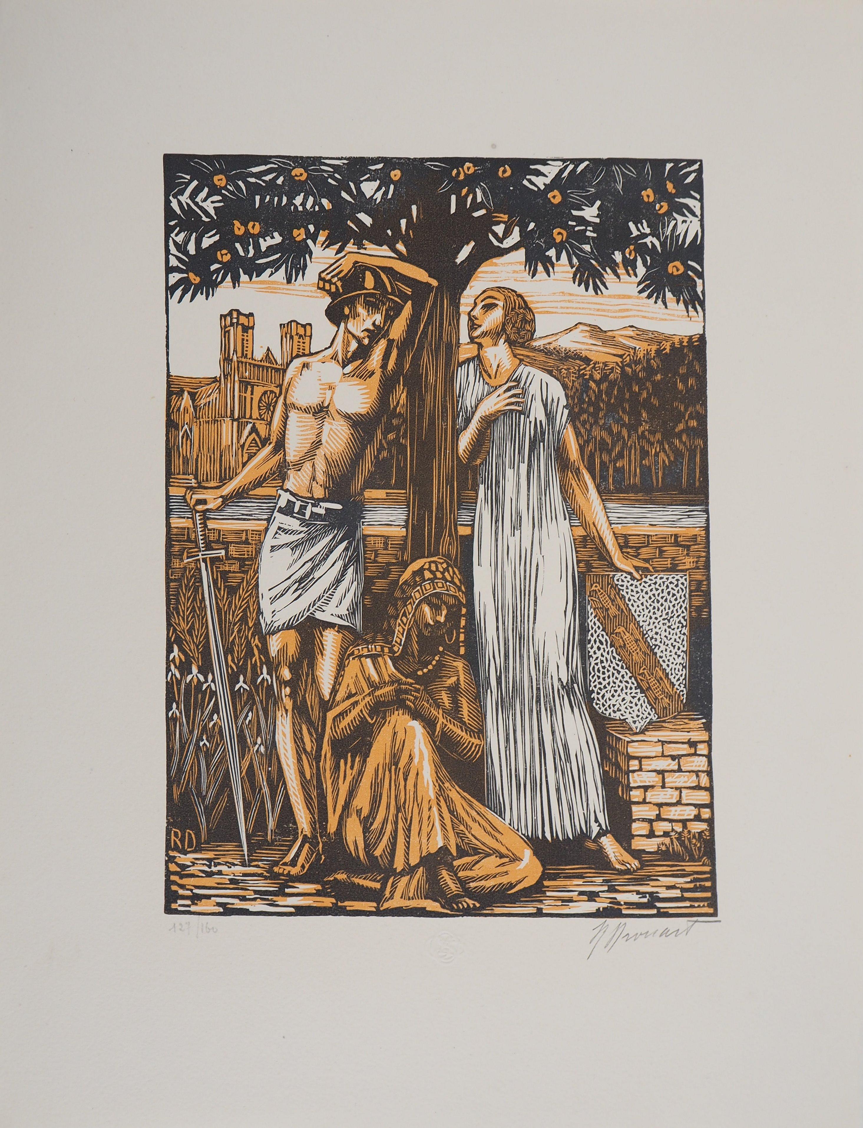 Raphaël DROUART Figurative Print – Opera Operntheater  : Ein Garten auf den Orontes - Original Wollschliff, handsigniert