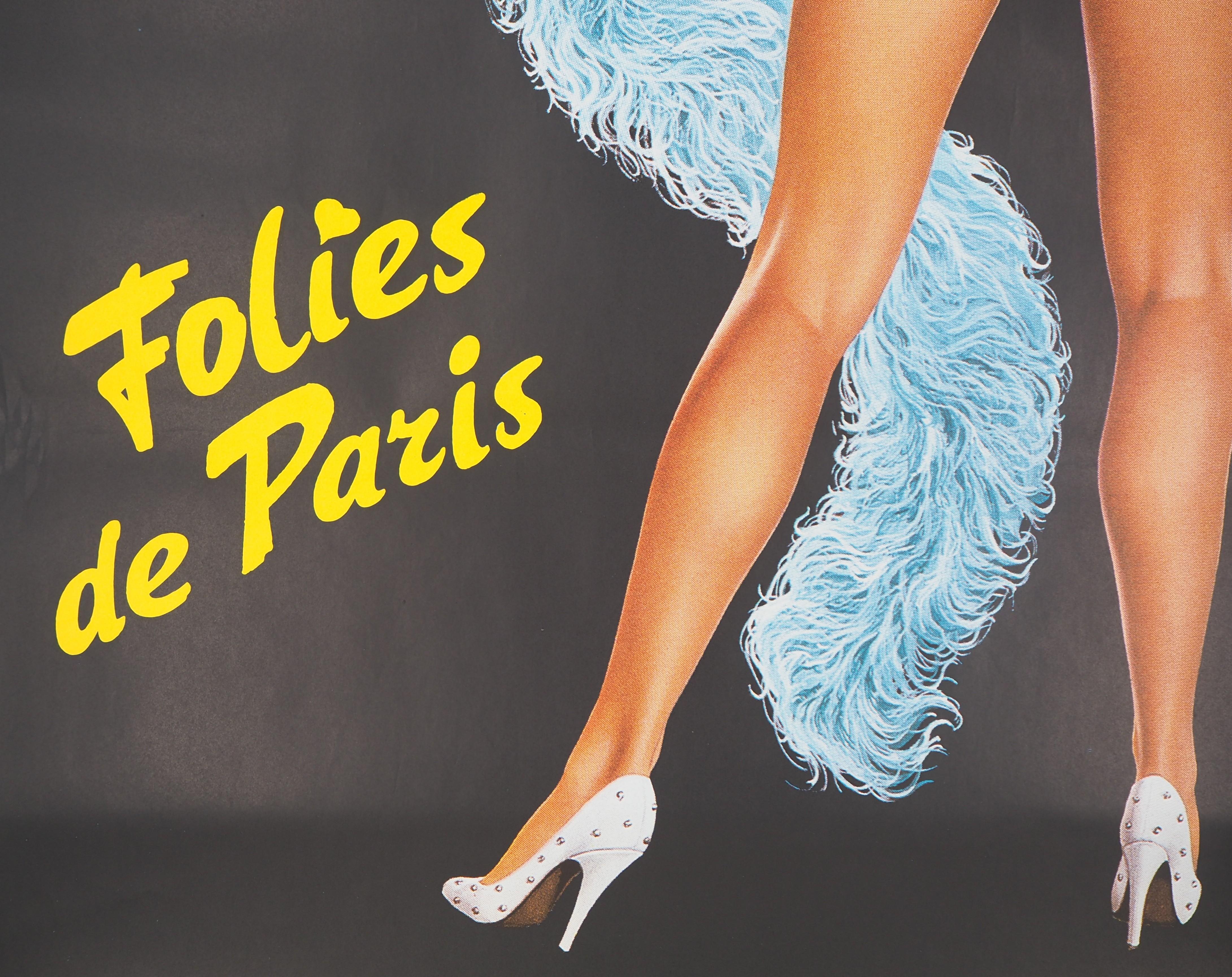 Folies Bergeres (Blue version) - Tall original vintage poster (Moulin Rouge) 2