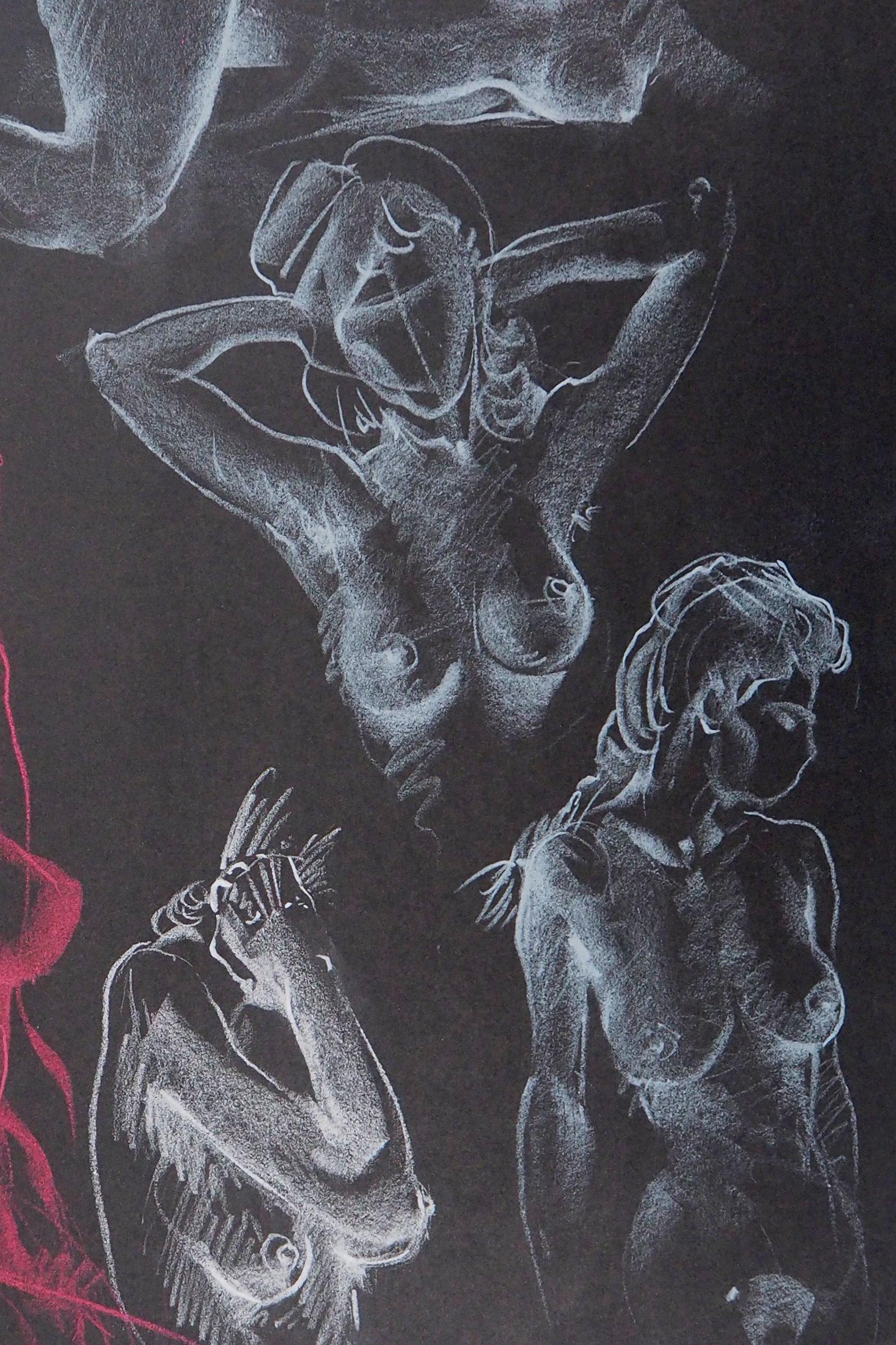 The Awakening, Six Studies of Nude - Original Signed Charcoals Drawing For Sale 1