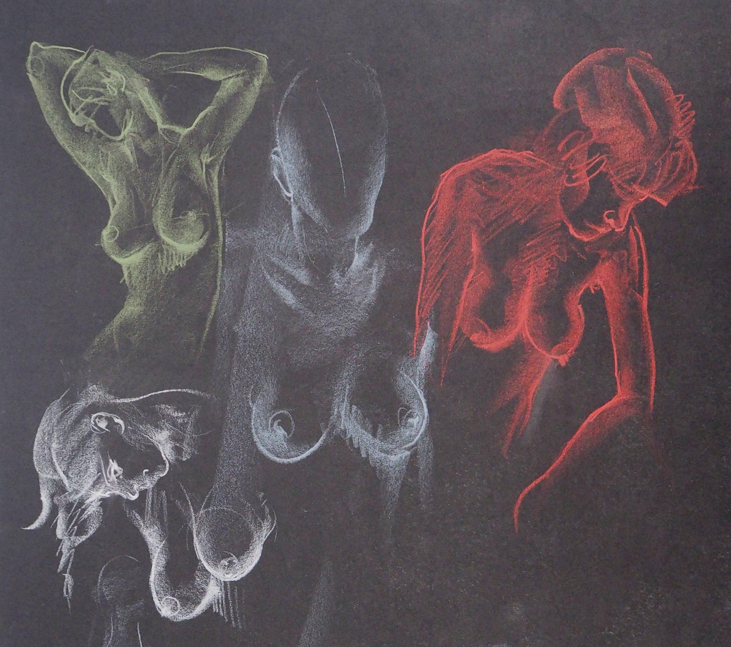 Gaston COPPENS (1909 - 2002)
Natural Beauty, Five Studies of Nude

Original charcoal drawing
Handsigned on the back of the sheet (see photo)
On black paper 65 x 50 cm (c. 25,5 x 19,6 inch)

Very good condition, a few small surface defects on the