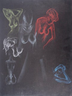 Natural Beauty, Five Studies of Nude - Original Signed Charcoals Drawing