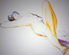 Fauvist Lying Nude - Original charcoals drawing, Signed