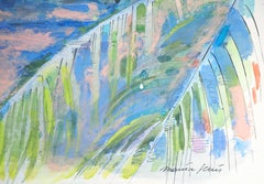 Pink Sky on the Beach - Original Handsigned Watercolor, Gouache and Ink Painting