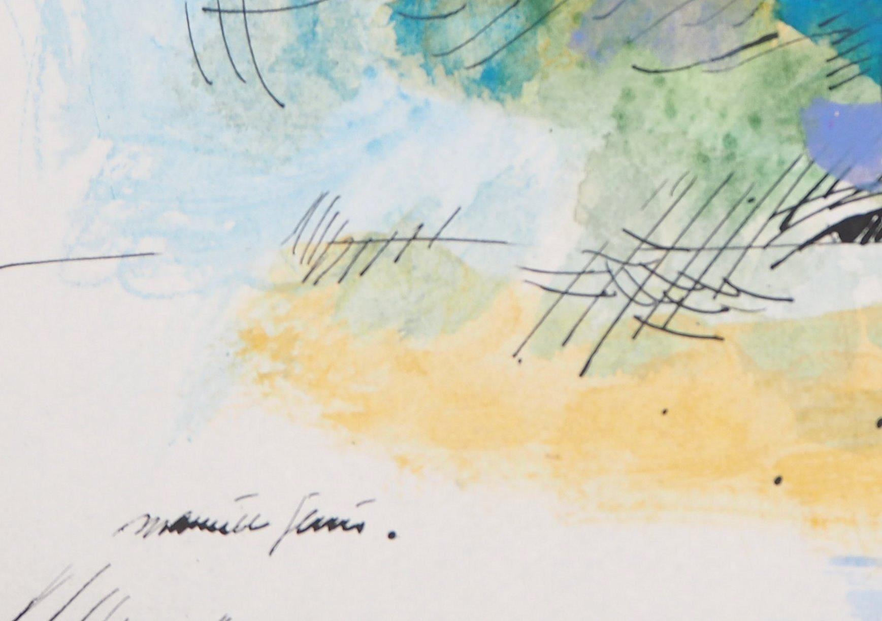 ZEN Tranquilizador Paisaje Natural - Pintura Original Acuarela y Gouache Firmada a Mano - Art de Maurice Genis