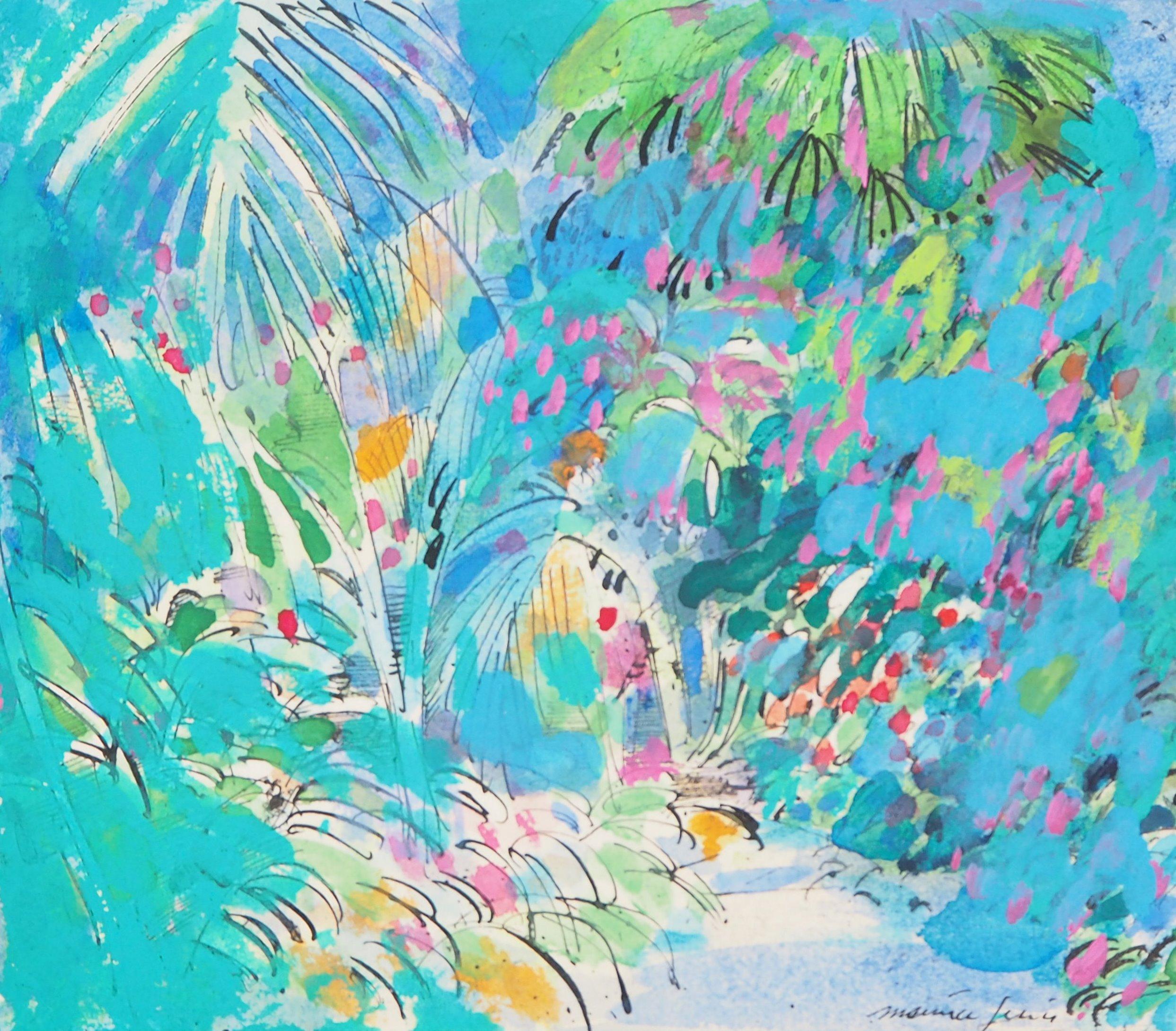 Scène tropicale impressionniste - Peinture originale signée à la main