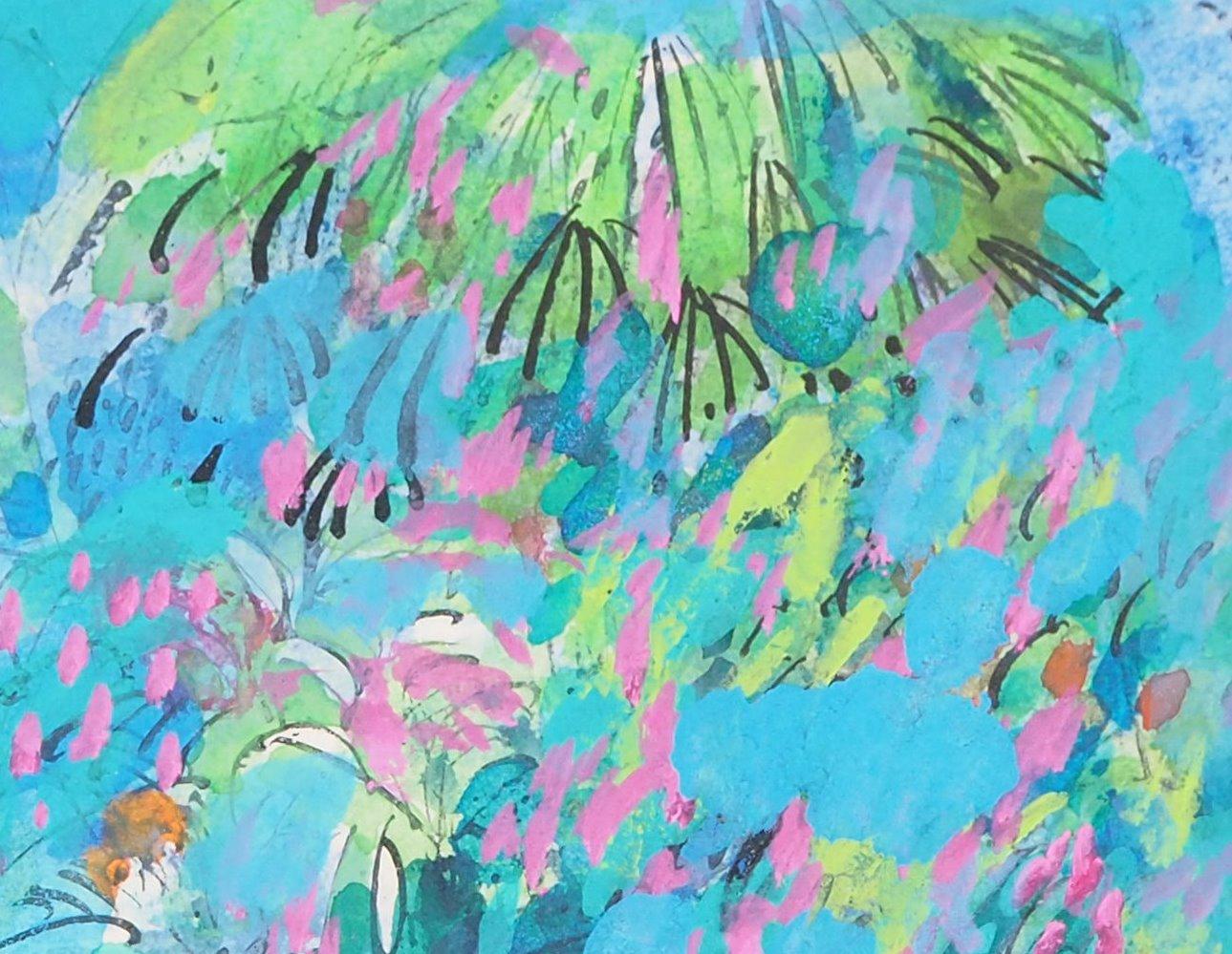 Paisaje Tropical Impresionista
Maurice Genis

Pintura original en acuarela, gouache y tinta
Firmado a mano con tinta
Sobre papel, 16,5 x 19 cm (c. 6,4 x 7,4 pulgadas)

Excelente estado