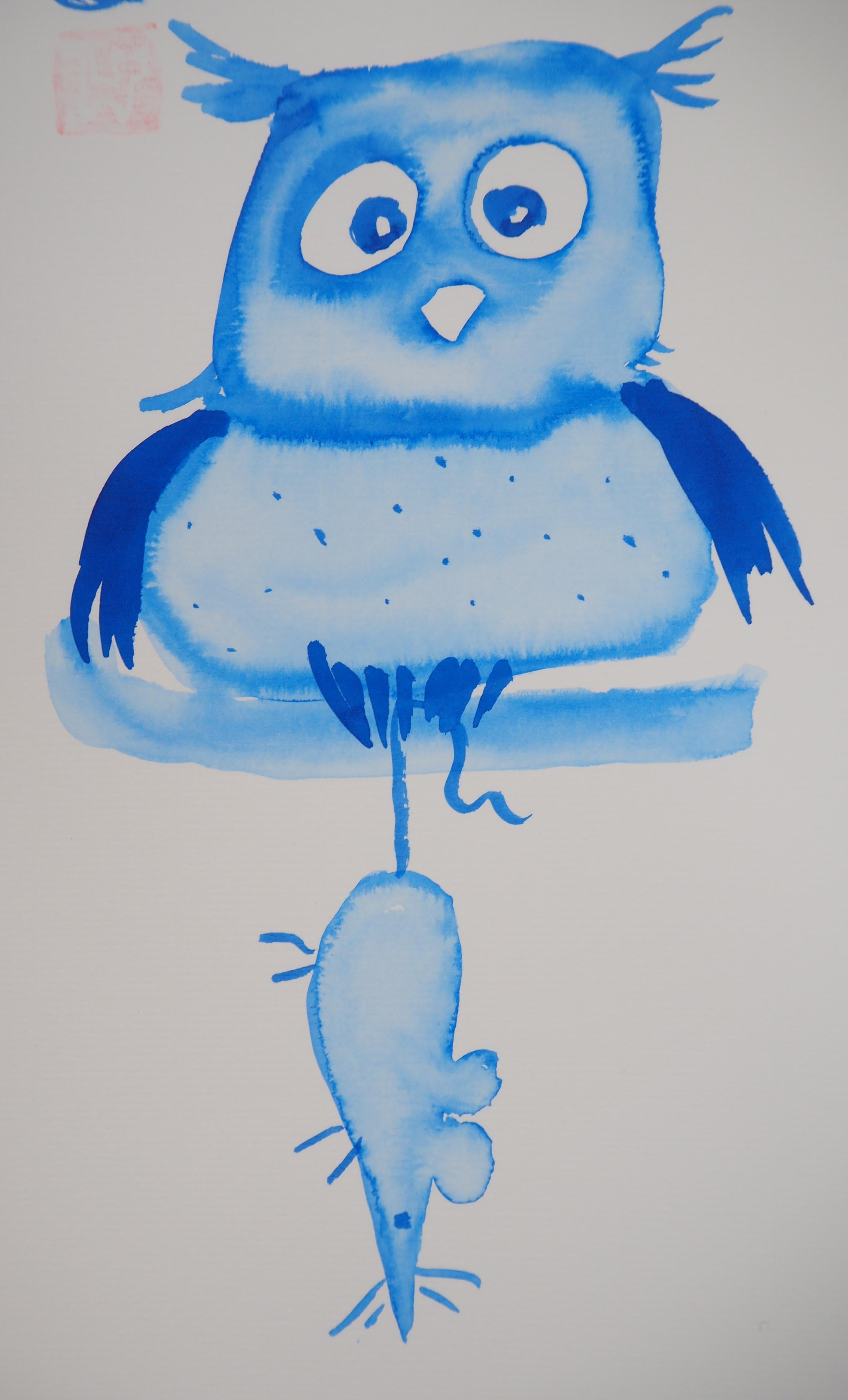 blue owl drawing