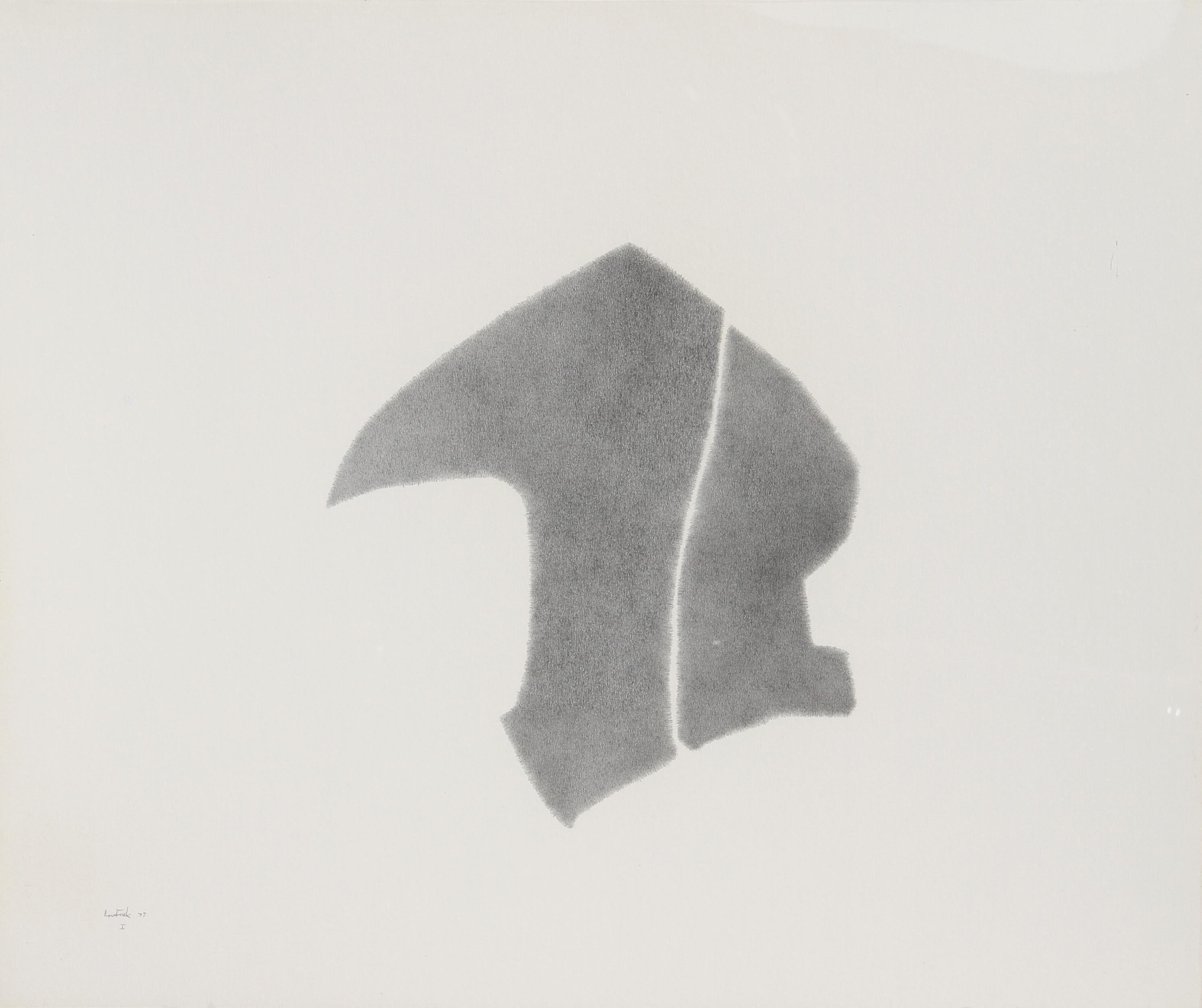 Helmet #1, 1977, Pencil Drawing by Lou Fink