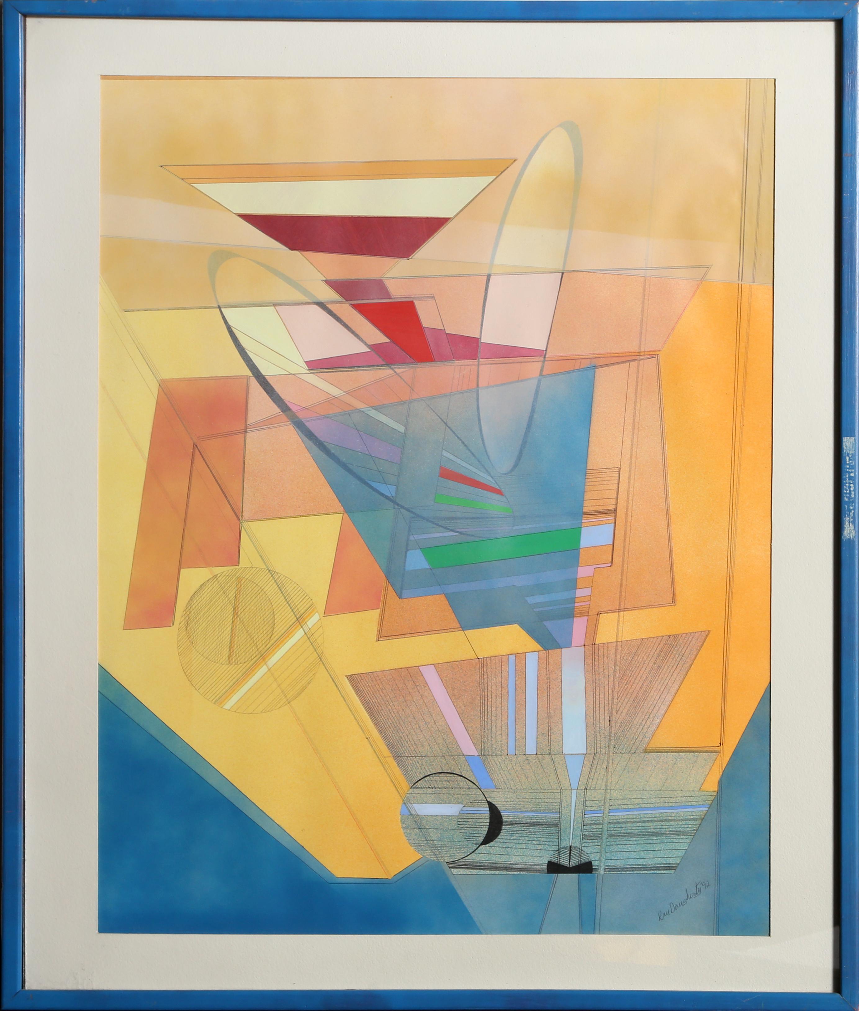 Geometrisches abstraktes Gemälde ""Durchbruch" von Ray Dougherty