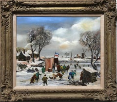 French Village in Winter, Oil Painting by J. van Buiksloot