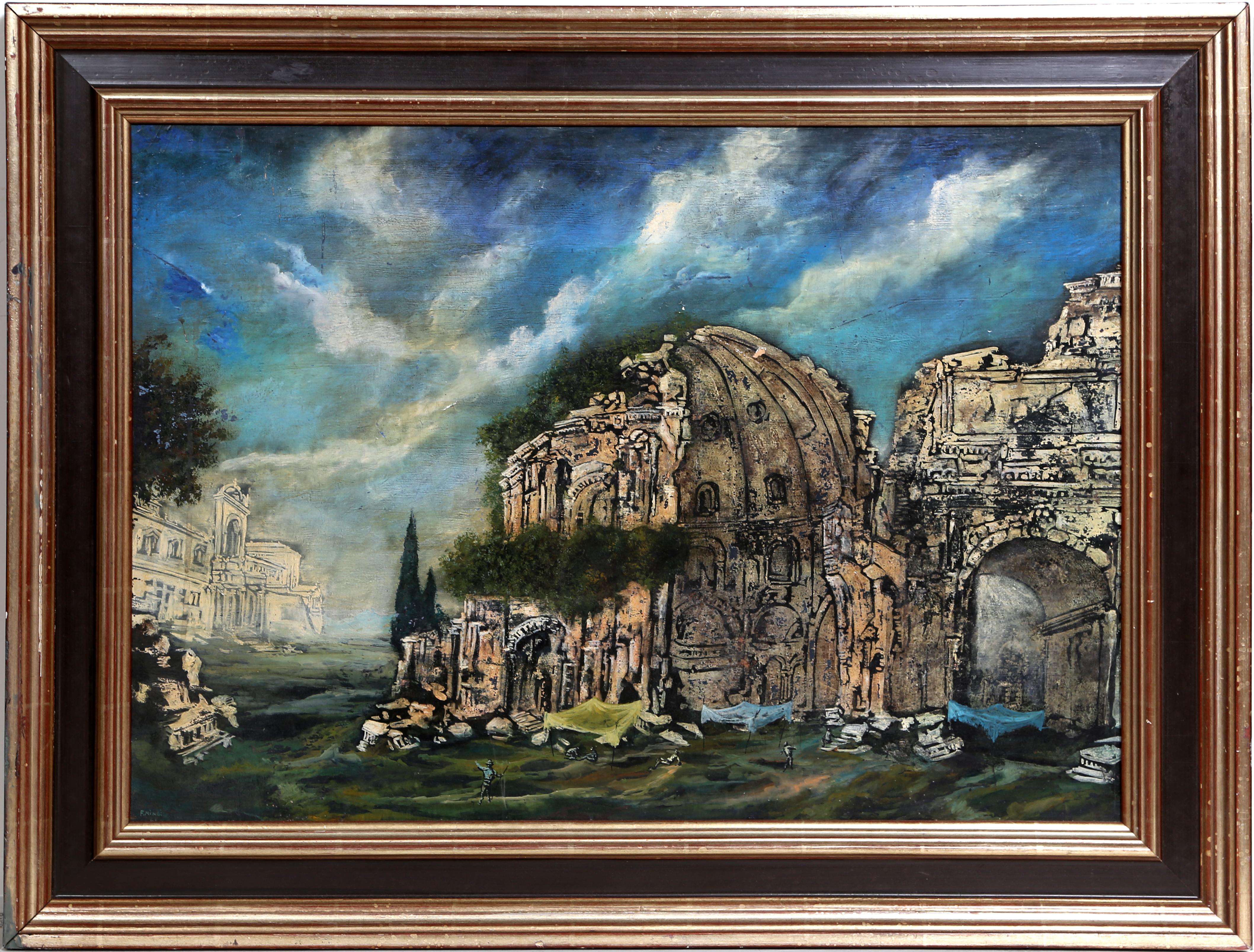 Artist: Franco Minei, Italian (1922 - )
Title: Rovini
Year: 1961
Medium: Oil on Wood, signed and dated l.l.
Size: 18.5 in. x 26.5 in. (46.99 cm x 67.31 cm)
Frame Size: 25 x 33 inches