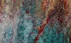 Blue Green Abstract, Large Fused Plastic Painting Lamont Ferguson