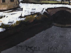 Snowy Village, Oil Painting by Jacques Pergel