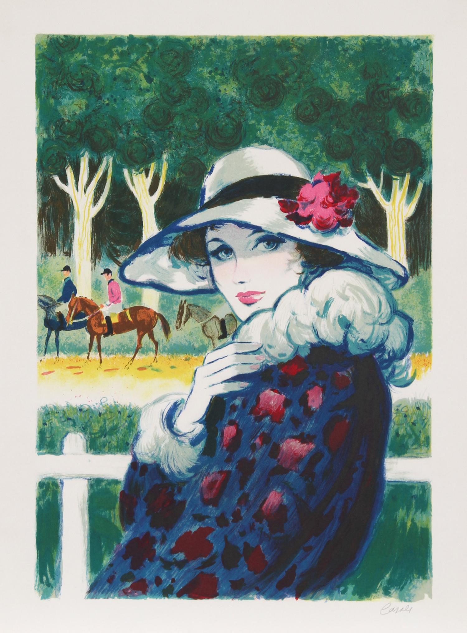 Lady at the Races, Lithograph by Casals Pons 