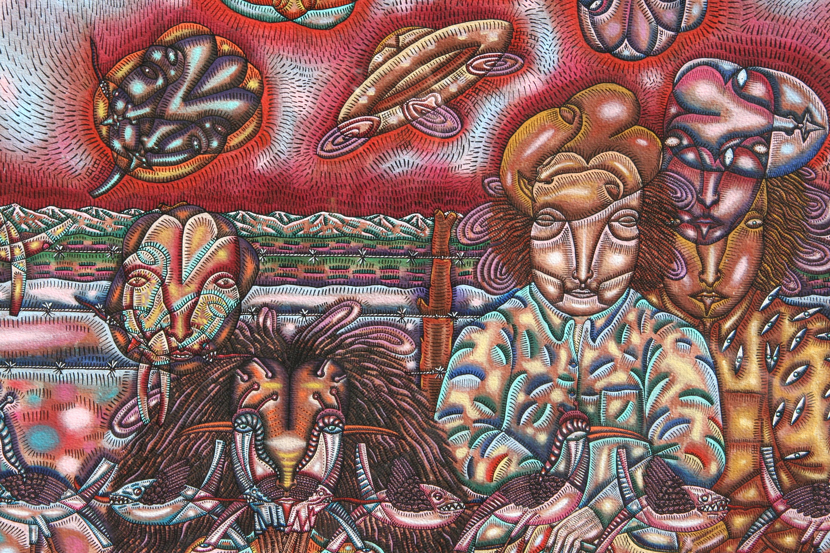 El Llano en Llamar, Gemälde in Acryl und Aquarell von J. Benito Zamora im Angebot 1