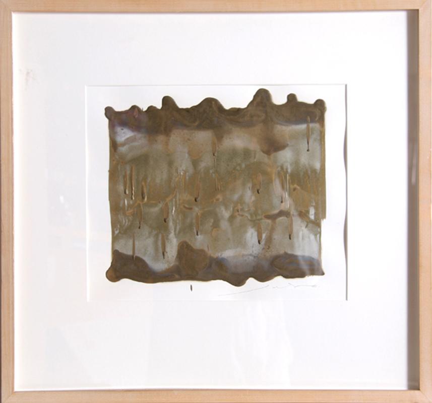 Artist:	Juhachiro Takada
Title:	Untitled IV
Medium:	Encaustic, Sand on Canvas, Signed in pencil
Paper Size: 10.5 x 12.5 inches
Frame Size: 19.5 x 20.5 inches
