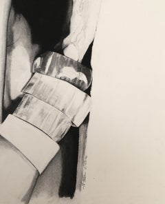 Portrait de femme à la mode d'une femme, dessin au fusain par Nathaniel Tatum