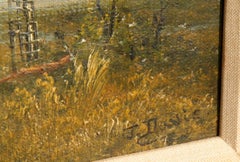 Pastoral Landscape with Cows, Impressionist Oil Painting by John Parker Davis