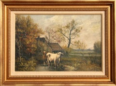 Pastoral Landscape with Cows, Oil Painting by John Parker Davis 1905