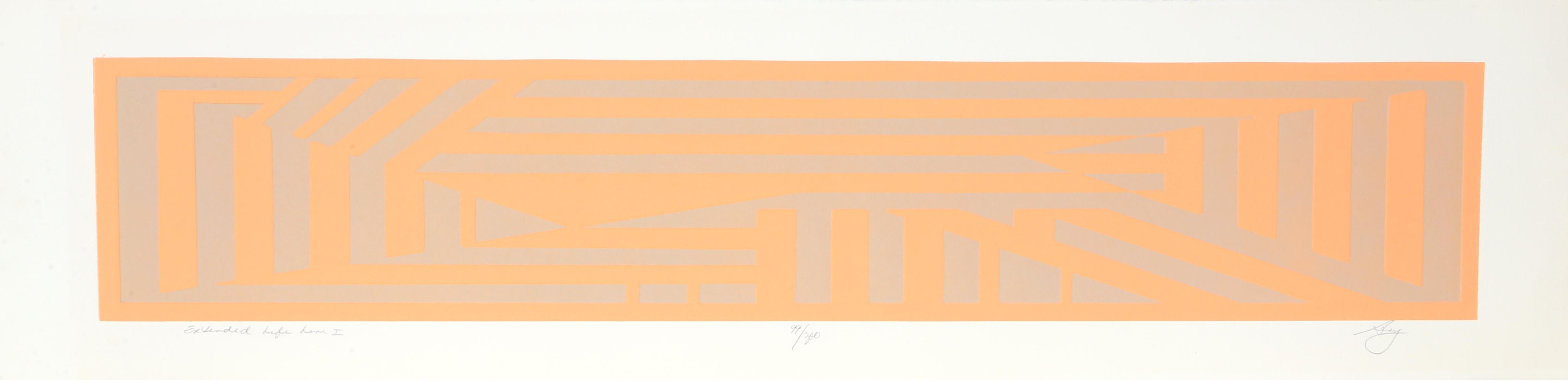 Artiste : Elen Sevy, américaine 
Titre : Ligne de vie prolongée I
Année : 1980
Médium : Gravure en couleur gaufrée, signée et numérotée au crayon
Edition : 300
Taille de l'image : 7 x 36.5 pouces 
Taille du papier : 10.5 x 42 in. (26,67 x 106,68 cm)