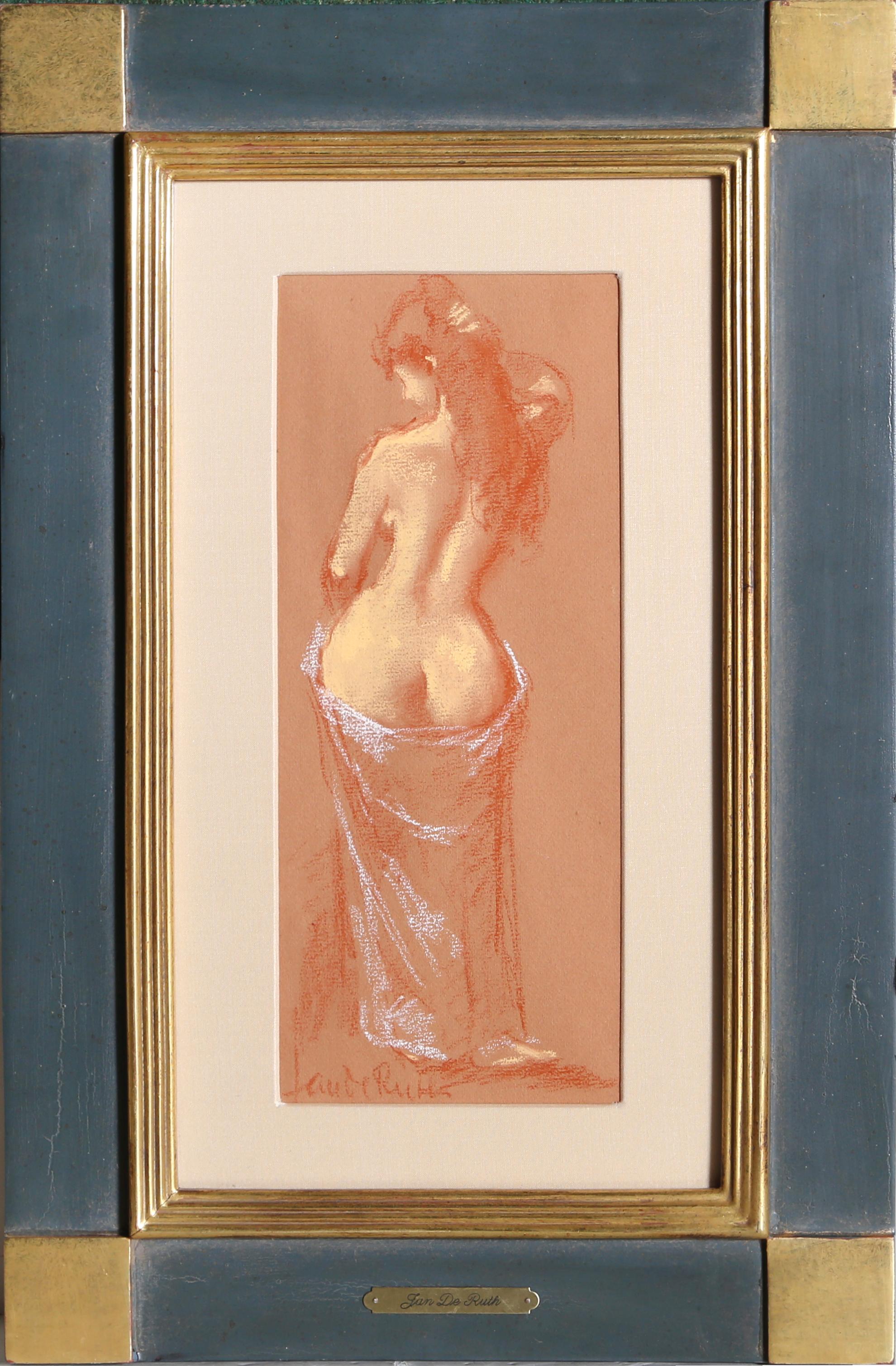 Standing Nude Woman, Pastel Drawing by Jan de Ruth - Art by Jan De Ruth