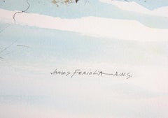 Snowy Barn and Wagon, Realist Landscape Painting by James Feriola