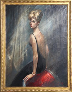 Portrait d'une beauté blonde, peinture à l'huile de Bernard Locca