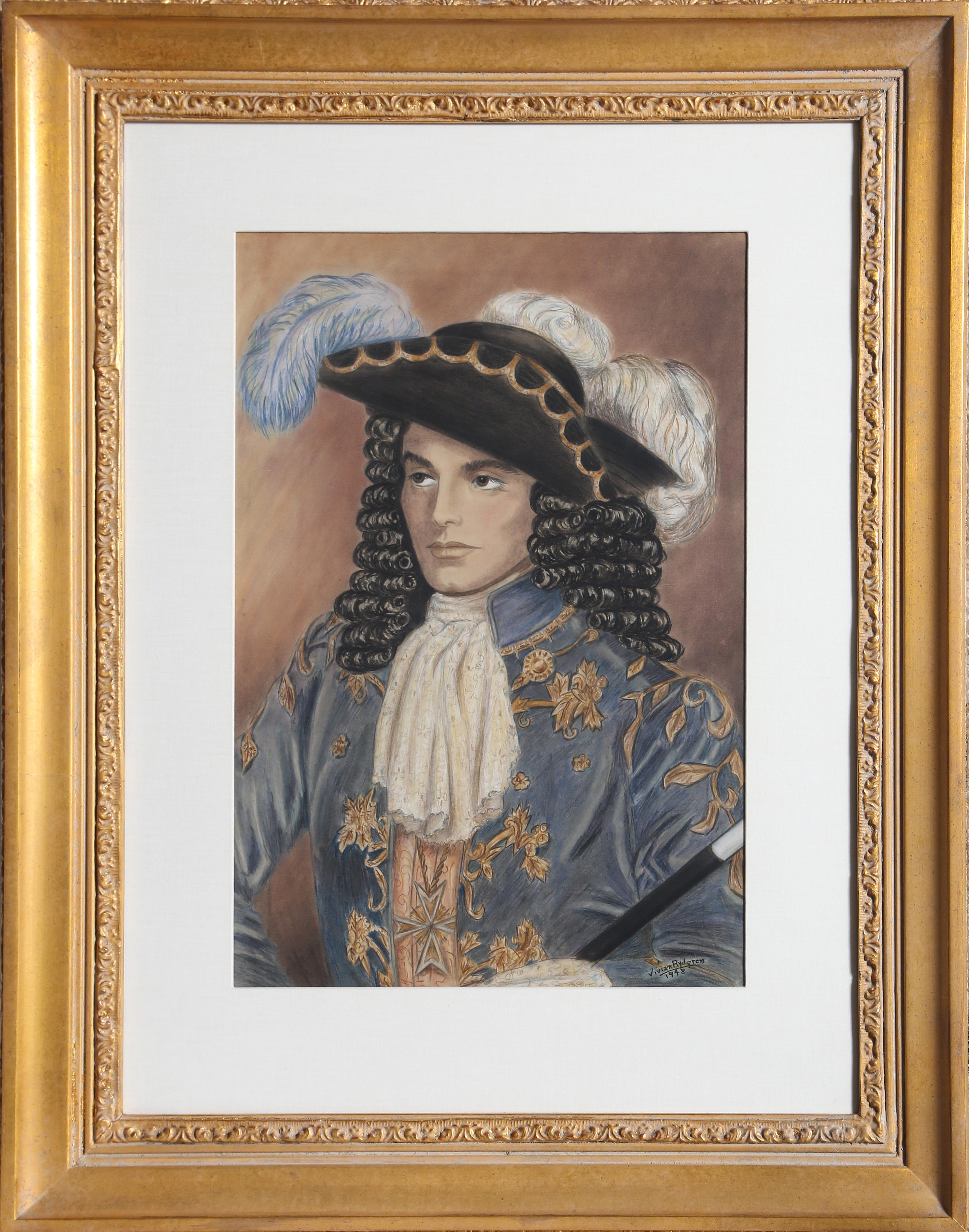 Porträt eines Gentleman aus der Louis XIV.-Periode, Zeichnung von Vivian Rydgren