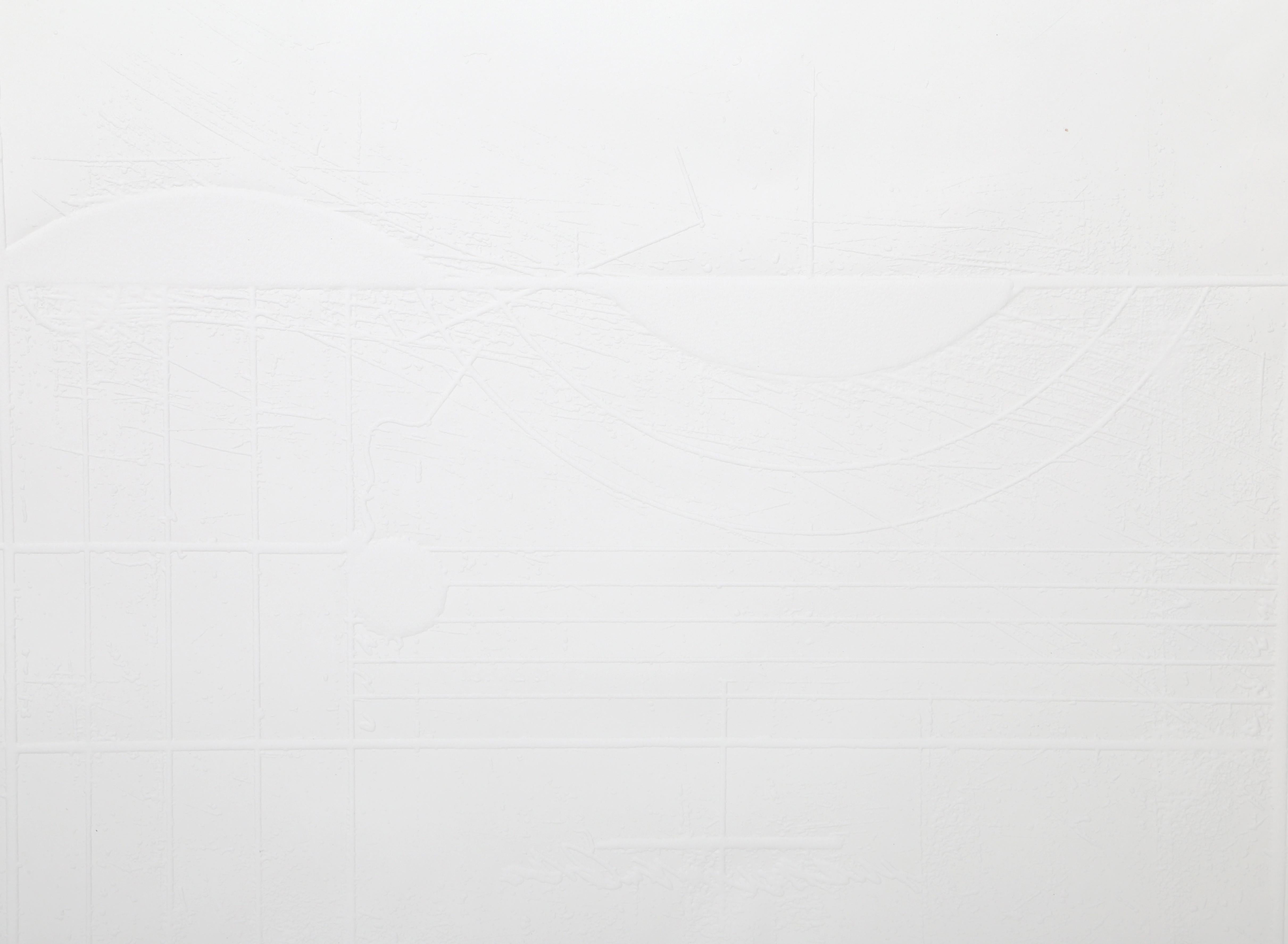 Minimalistischer Intaglio-Druck mit dem Titel V von Shlomo Koren (Grau), Abstract Print, von Schlomo Koren