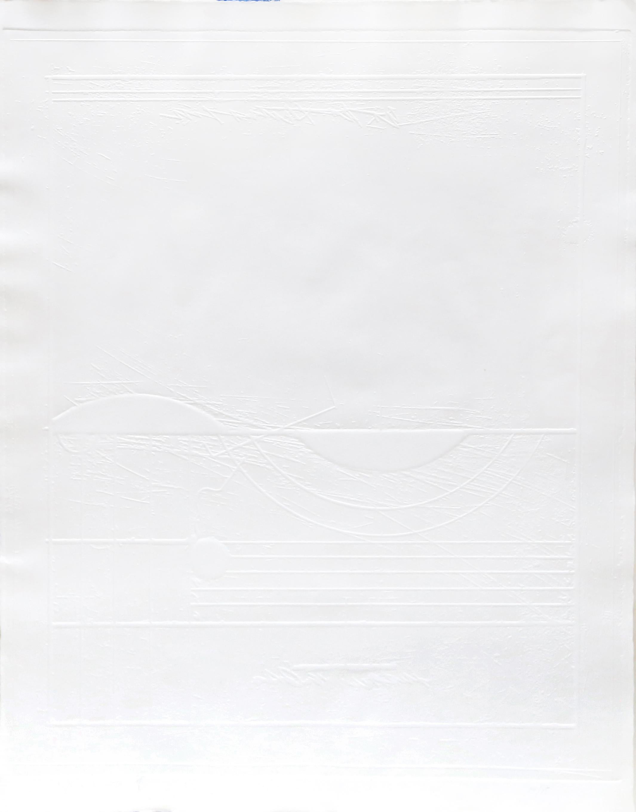 Schlomo Koren Abstract Print – Minimalistischer Intaglio-Druck mit dem Titel V von Shlomo Koren
